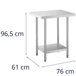 Roestvrijstalen tafel - 76 x 61 cm - Royal Catering - 400 kg draagvermogen