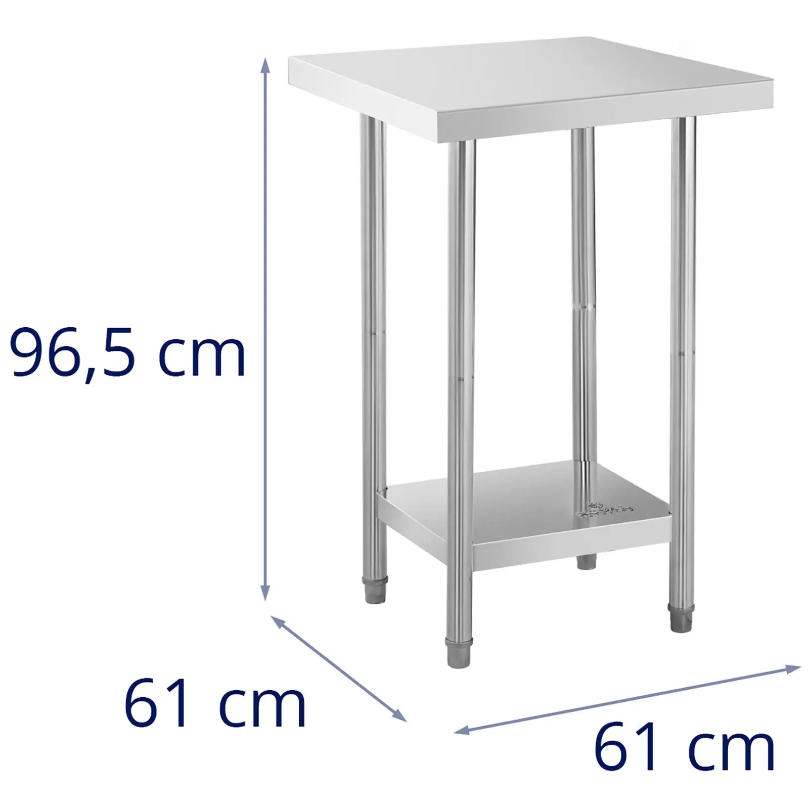 Stainless Steel Work Table - 61 x 61 cm - Royal Catering - 480 kg load capacity (Material thickness: 1.2 mm)