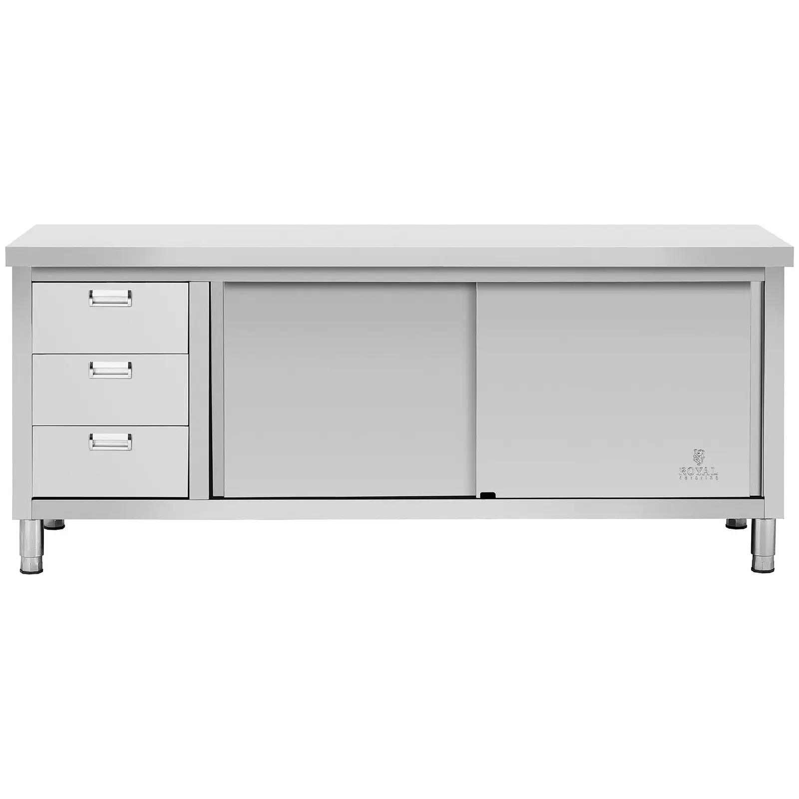 Factory second Work Cabinet - 200 x 70 x 85 cm - Royal Catering - 600 kg load capacity - 3 drawers (Number of sliding doors: 2 Pc)