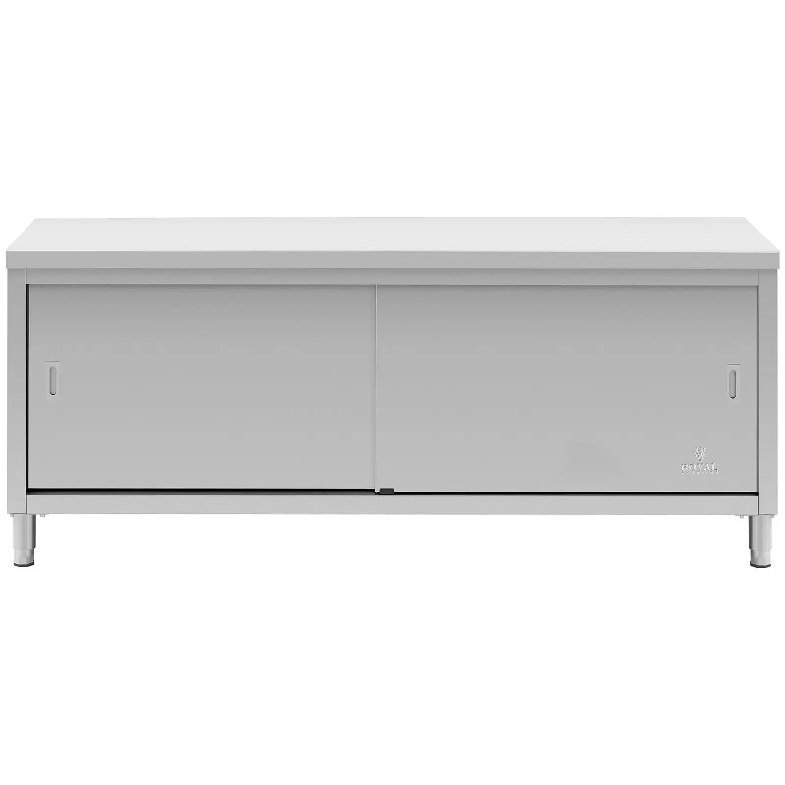 Edelstahl-Arbeitsschrank - ECO - 200 x 60 cm - 500 kg - Royal Catering (Stärke Tischplatte: 0.6 mm)