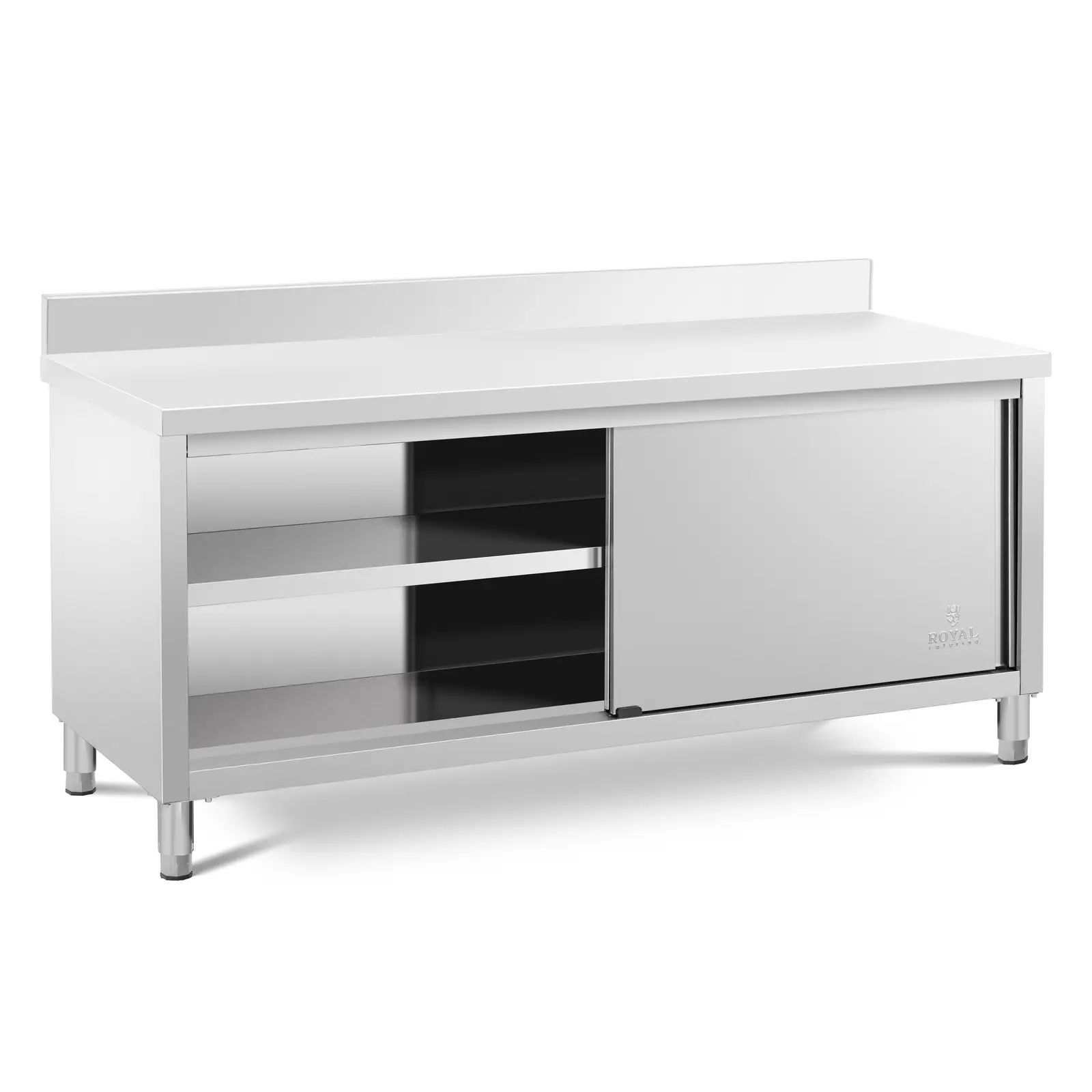 B-zboží Pracovní skříň z ušlechtilé oceli - ECO - 200 x 60 cm - 600 kg - lemování - Royal Catering - Obrázek produktu