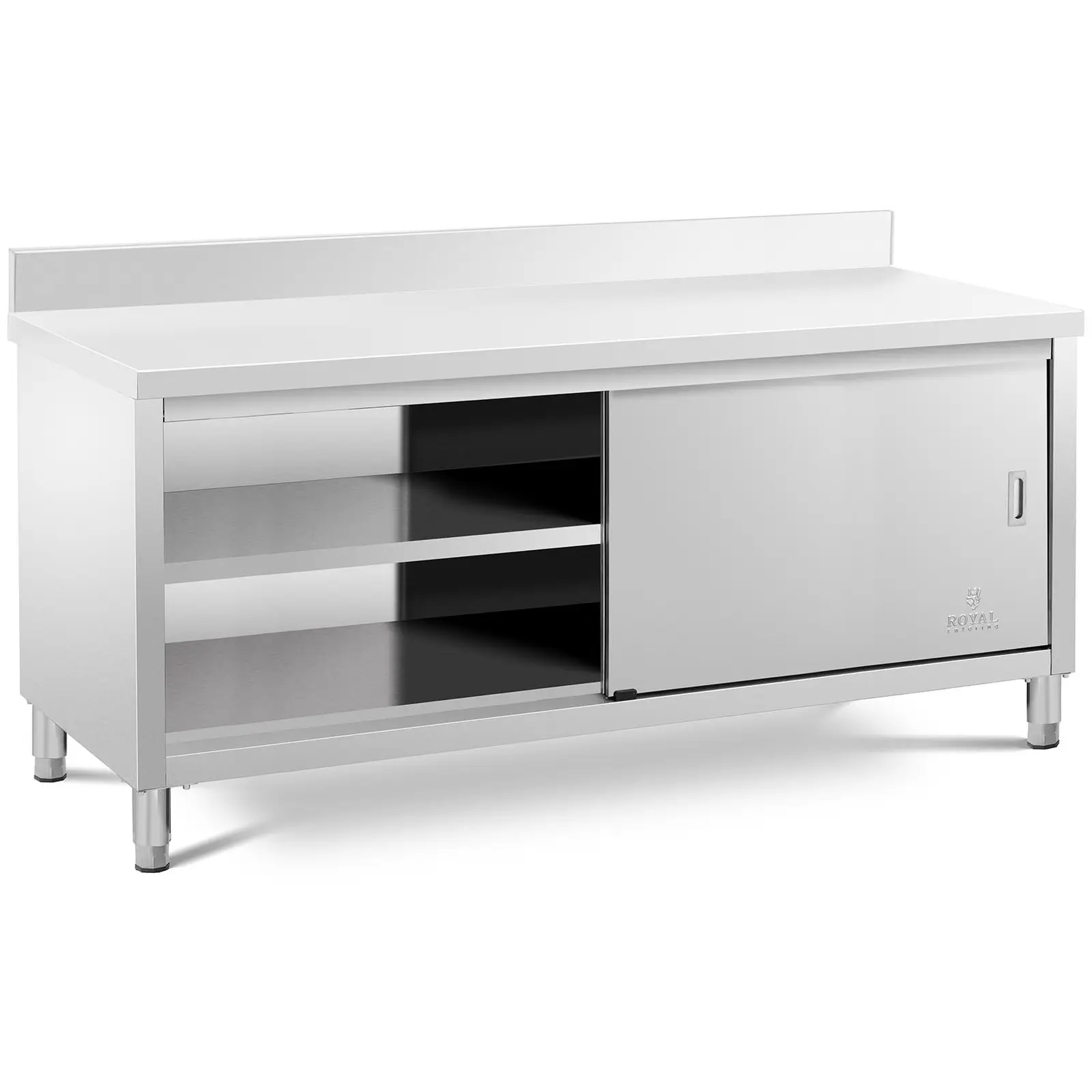 Pracovní skříň z ušlechtilé oceli - ECO - 200 x 60 cm - 600 kg - lemování - Royal Catering
