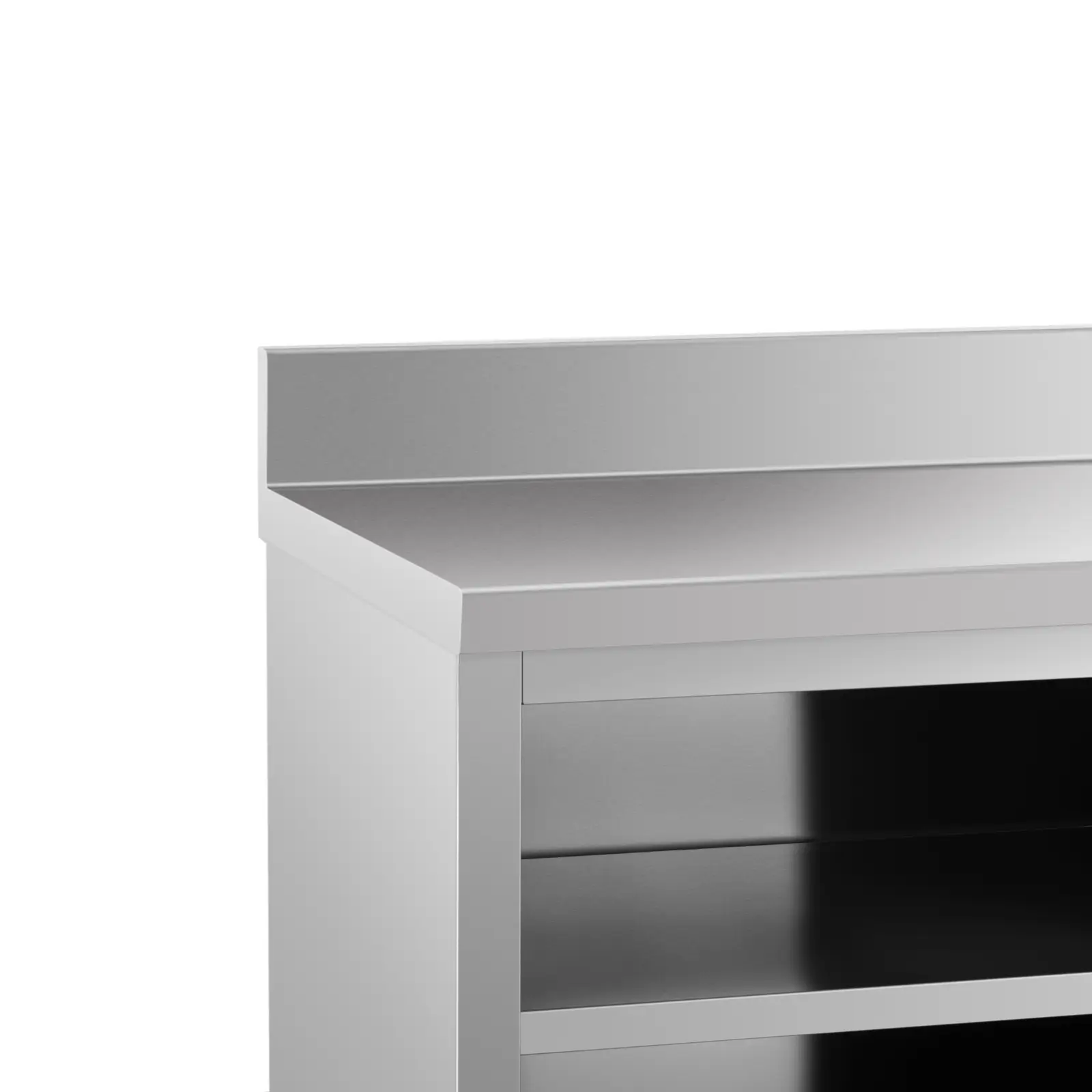 Pracovní skříň z ušlechtilé oceli - ECO - 200 x 60 cm - 600 kg - lemování - Royal Catering (Tloušťka desky stolu: 0.6 mm)