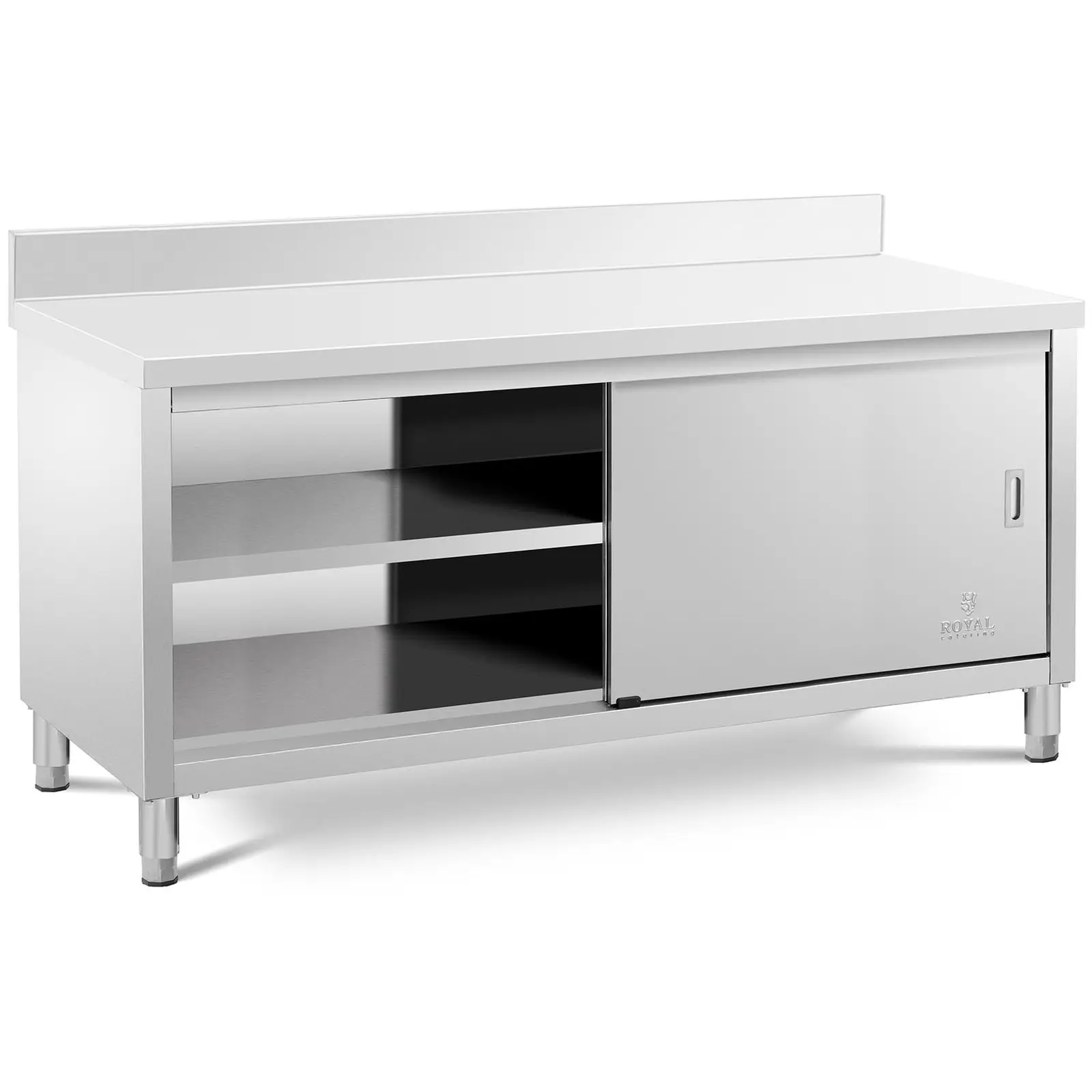 Pracovní skříň z ušlechtilé oceli - ECO - 180 x 70 cm - 600 kg - lemování - Royal Catering