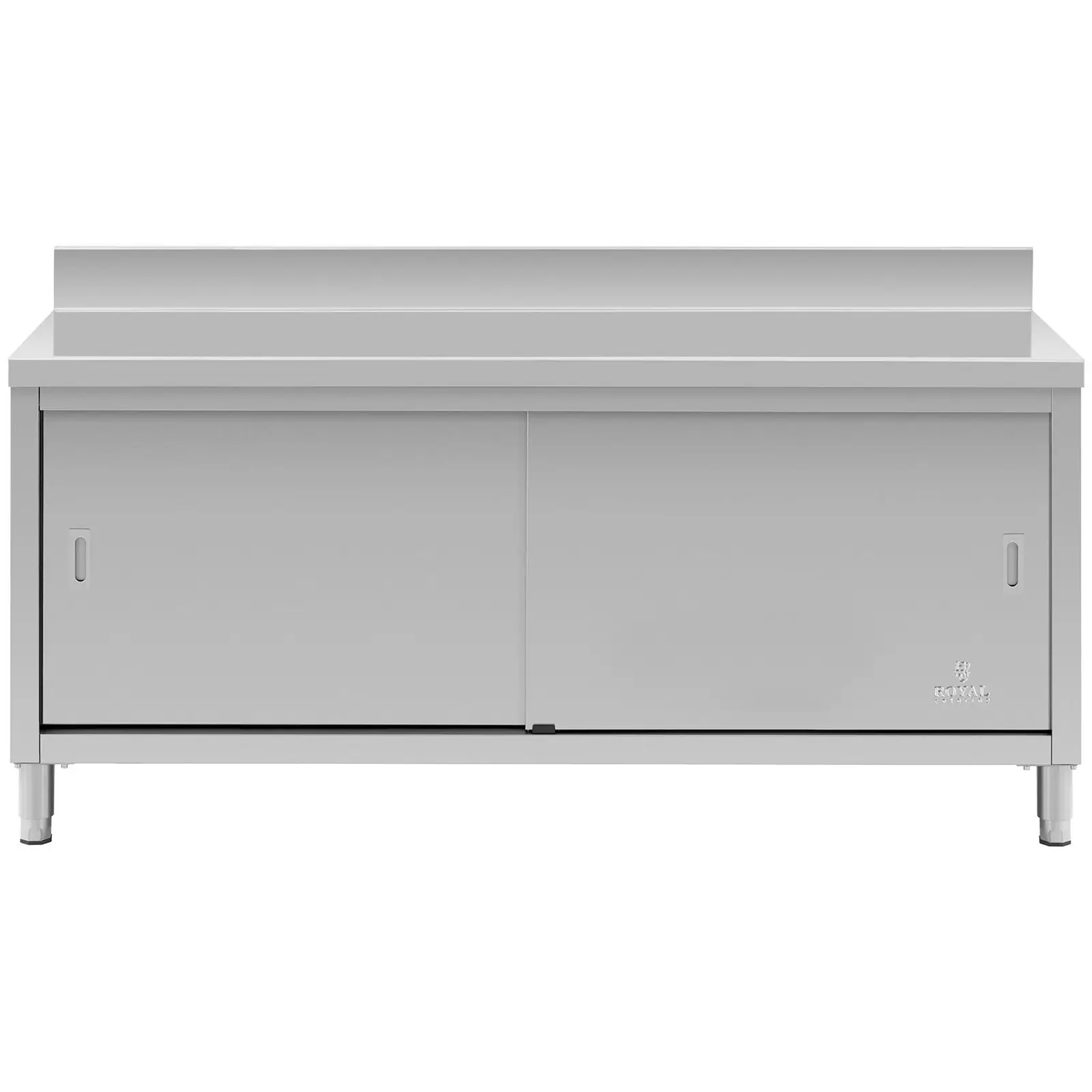 Meuble bas inox - ECO - 180 x 70 cm - 600 kg - Dosseret - Royal Catering (Réglage de la hauteur des pieds: 20 mm)