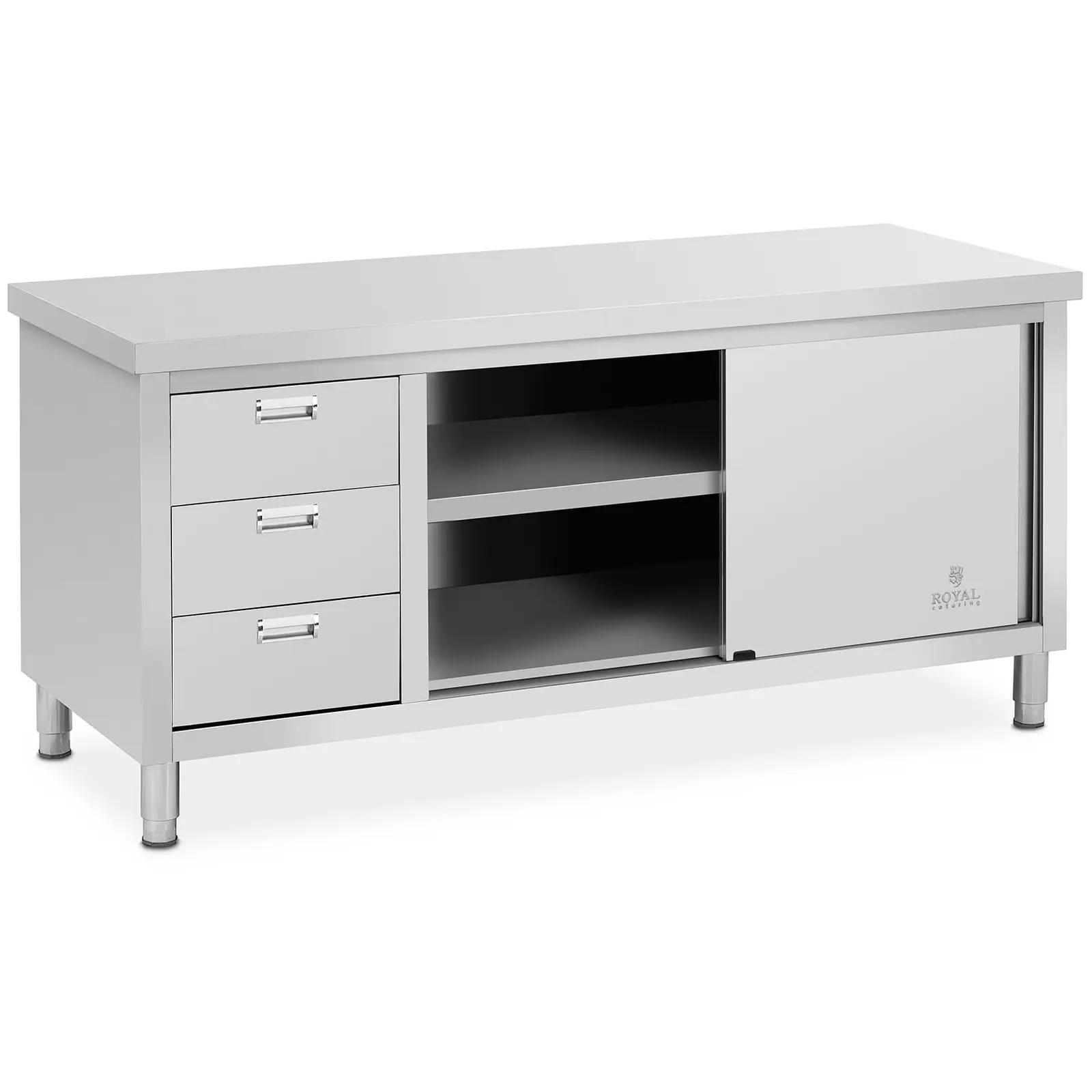 Pracovní skříň z ušlechtilé oceli - ECO - 180 x 70 cm - 600 kg - 3 zásuvky - Royal Catering