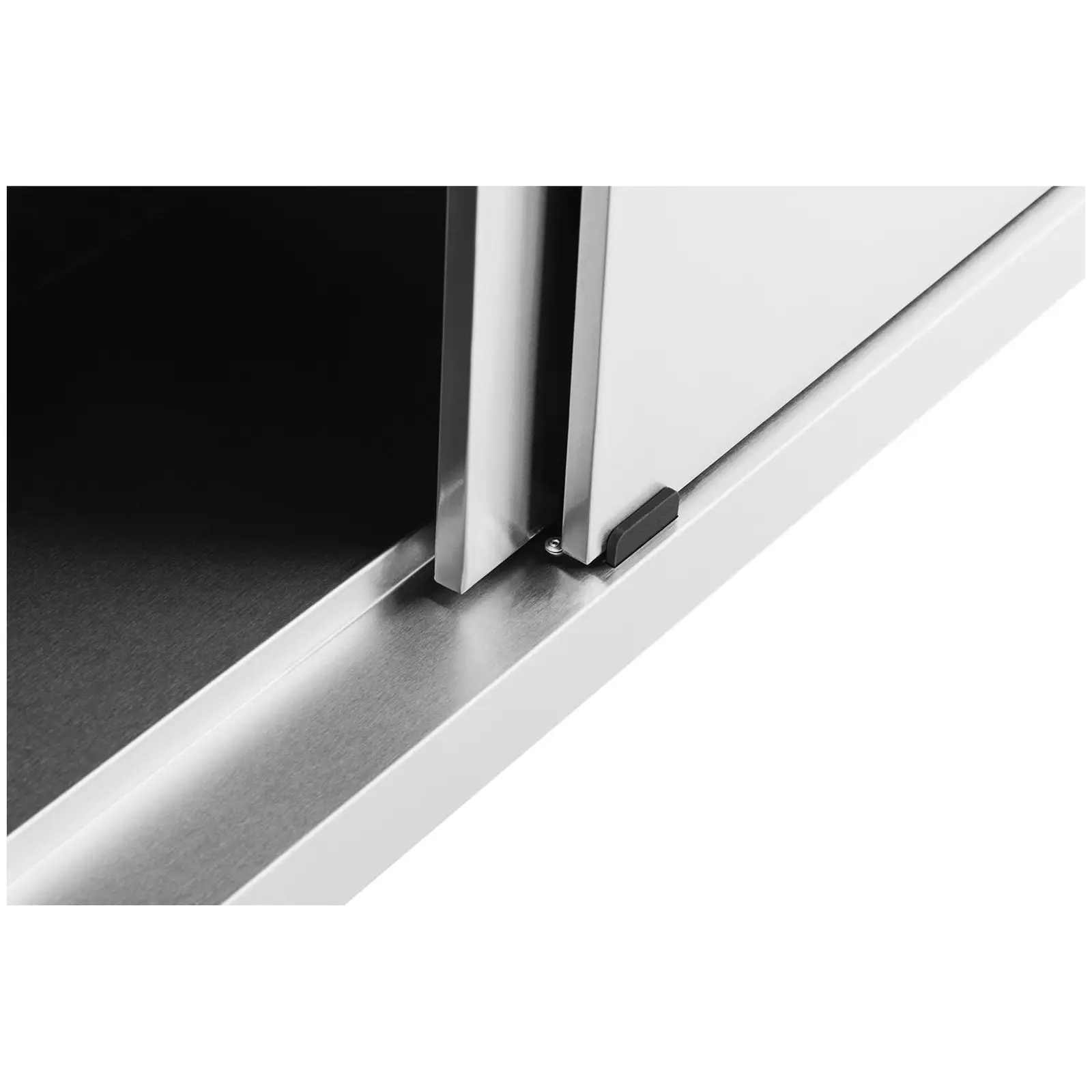 Tavolo armadiato inox con ante scorrevoli - 180 x 60 cm - 600 kg di capacità di carico