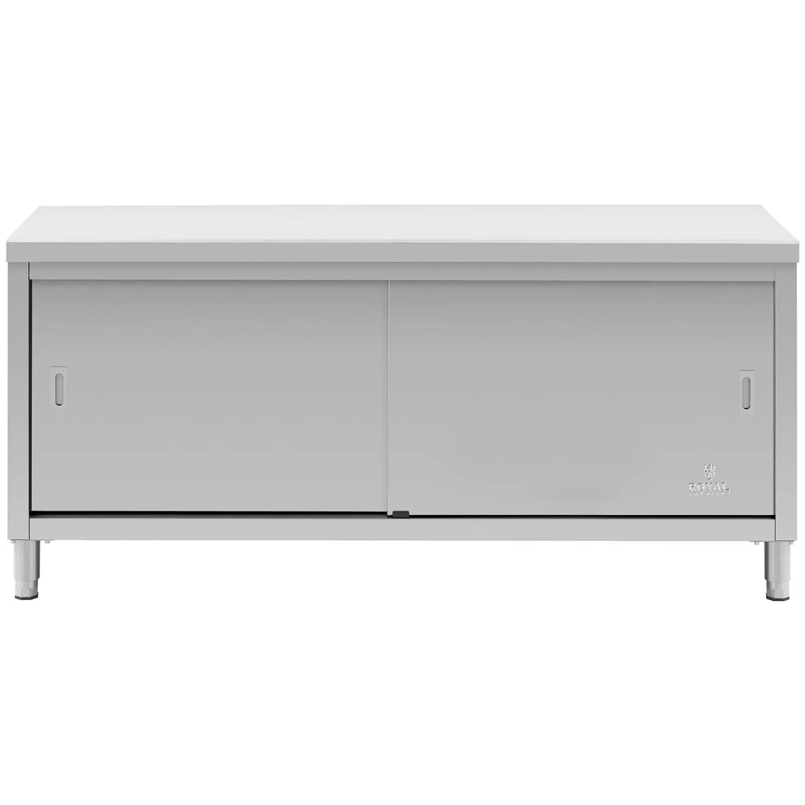 Edelstahl-Arbeitsschrank - ECO - 180 x 60 cm - 500 kg - Royal Catering (Stärke Tischplatte: 0.6 mm)