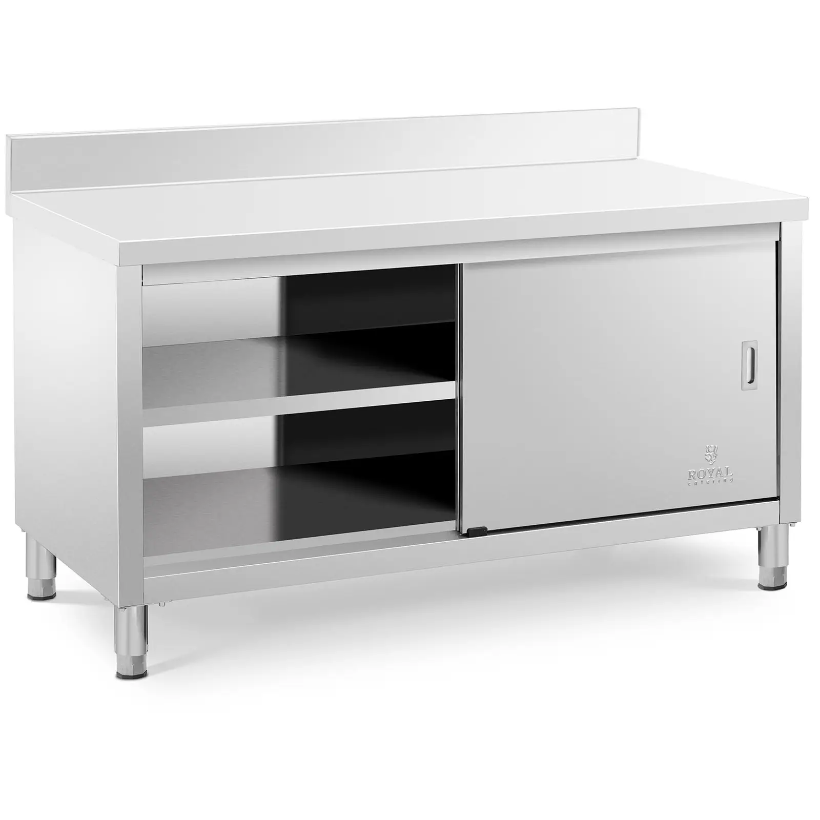 Pracovní skříň z ušlechtilé oceli - 150 x 70 cm - 600 kg - lemování - Royal Catering
