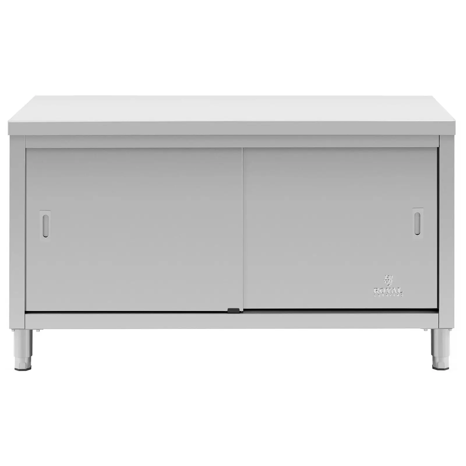 Pracovní skříň z ušlechtilé oceli - ECO - 150 x 60 cm - 600 kg - Royal Catering (Tloušťka desky stolu: 0.6 mm)