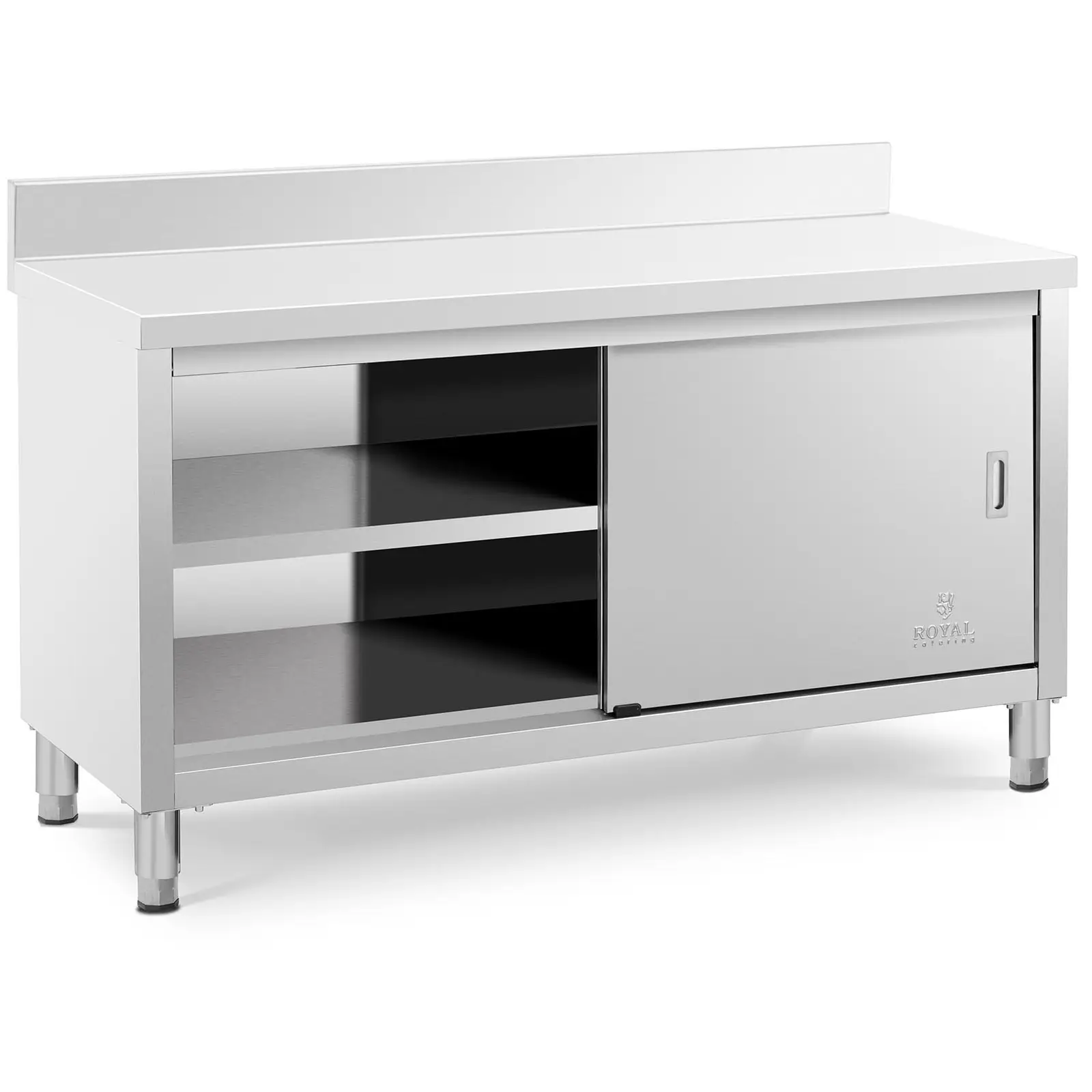 Pracovní skříň z ušlechtilé oceli - ECO - 150 x 60 cm - 600 kg - lemování - Royal Catering