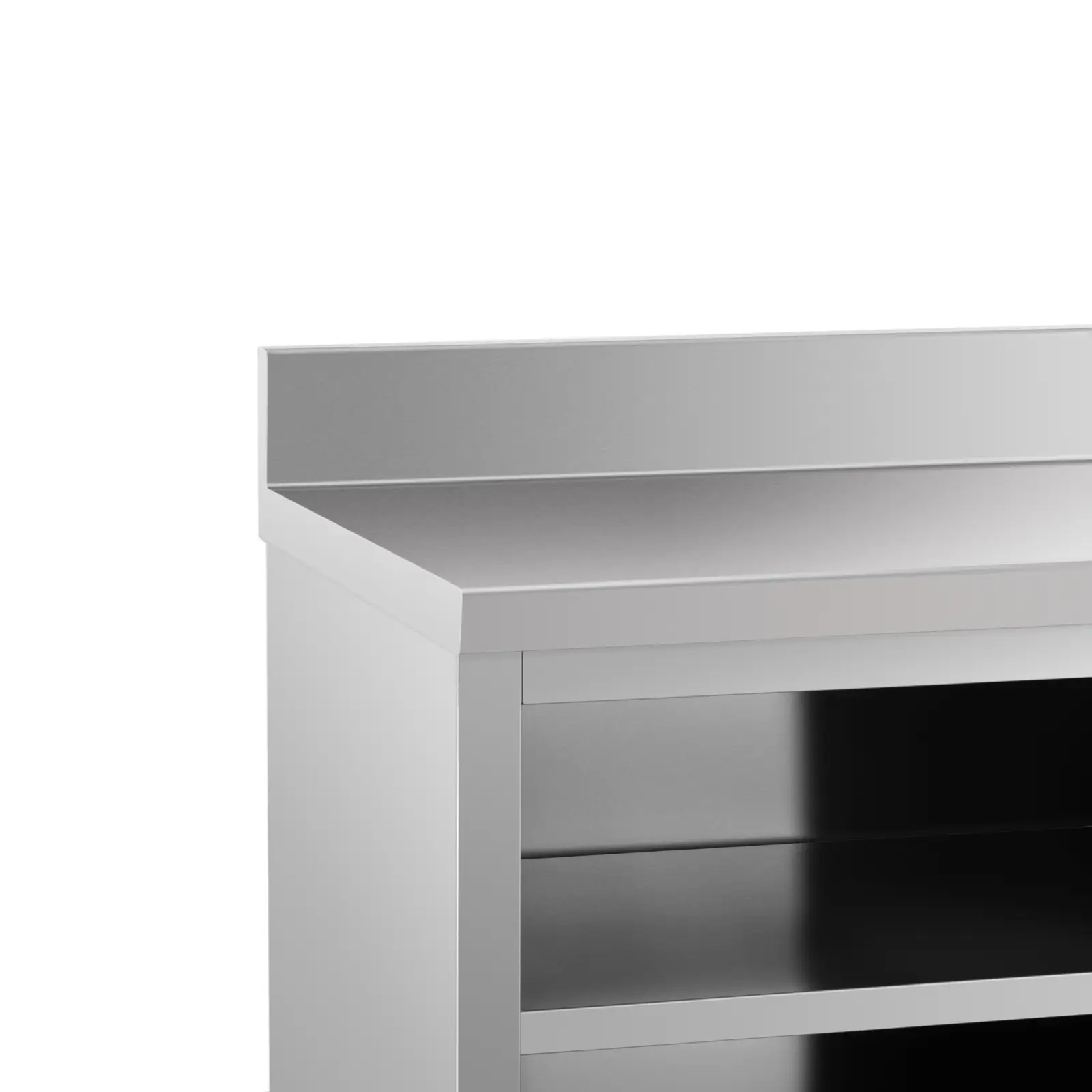 Pracovní skříň z ušlechtilé oceli - ECO - 150 x 60 cm - 600 kg - lemování - Royal Catering (Tloušťka desky stolu: 0.6 mm)