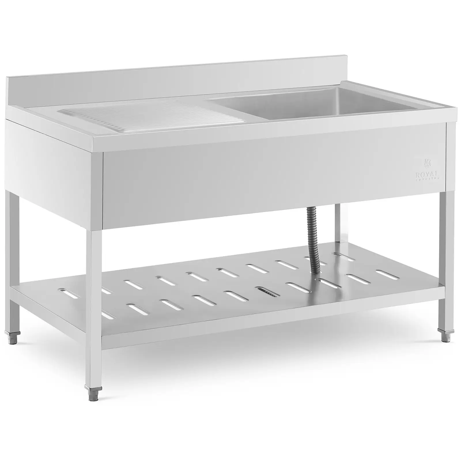 Évier professionnel - 1 bac - Royal Catering - Acier inoxydable - 140 x 70 cm