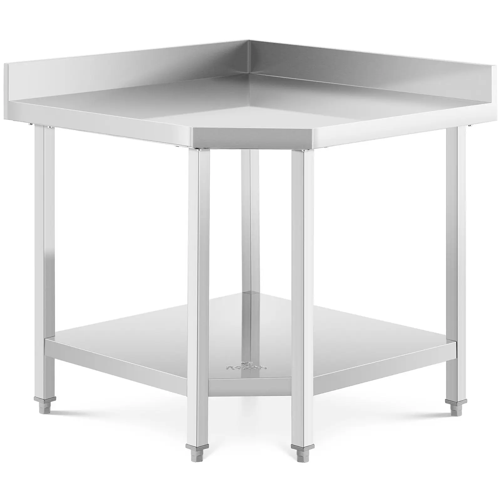 Levně Rohový stůl z ušlechtilé oceli 90 x 70 cm 300 kg nosnost - Pracovní stoly Royal Catering