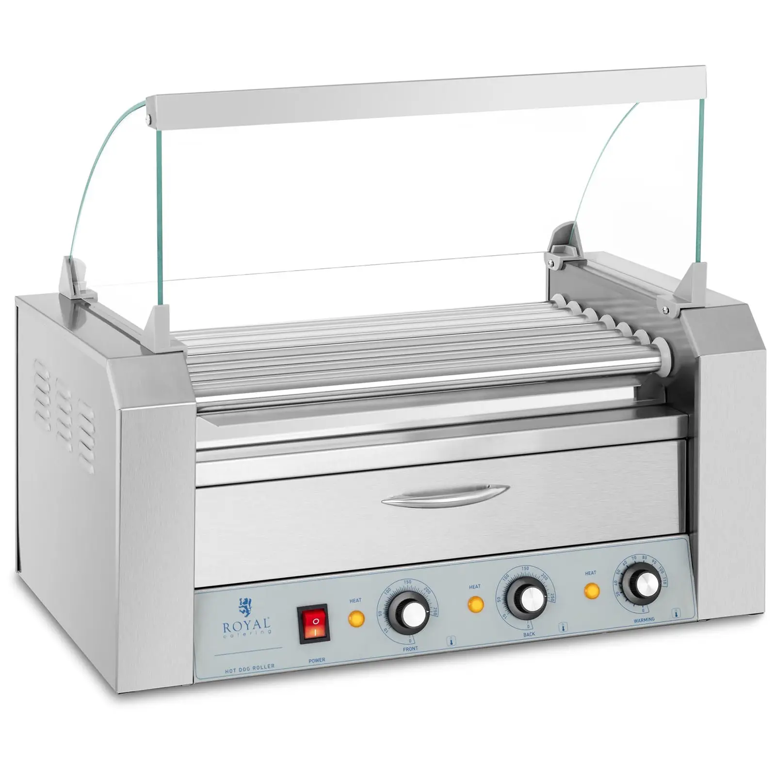 Hot Dog Grill - 7 rollers - warming drawer - stainless steel