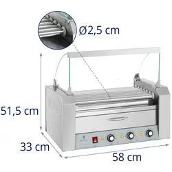 Hot Dog Grill - 7 rollers - warming drawer - stainless steel