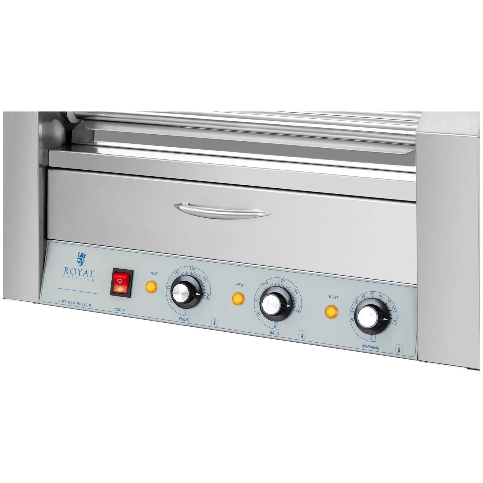 Hot Dog Grill - 5 rollers - warming drawer - stainless steel