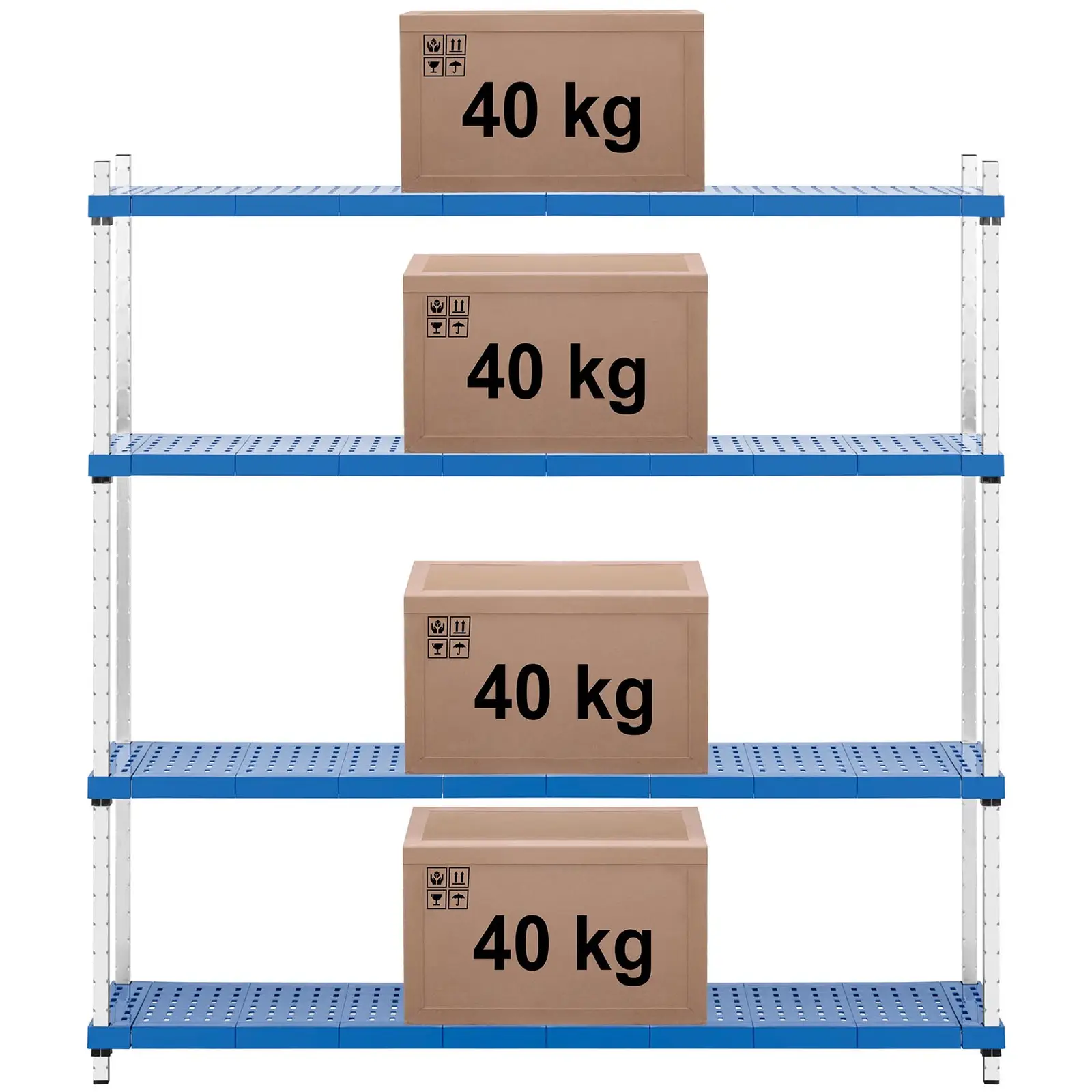 Förvaringshylla i rostfritt stål - 156 x 37 x 160 cm - 160 kg