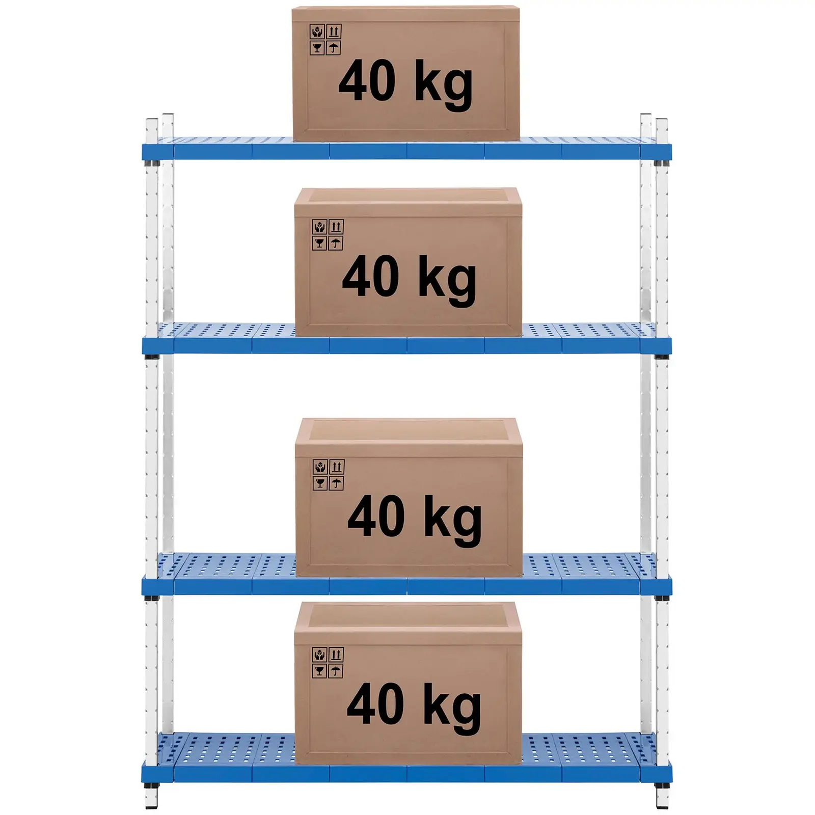 Förvaringshylla i rostfritt stål - 121 x 37 x 160 cm - 160 kg