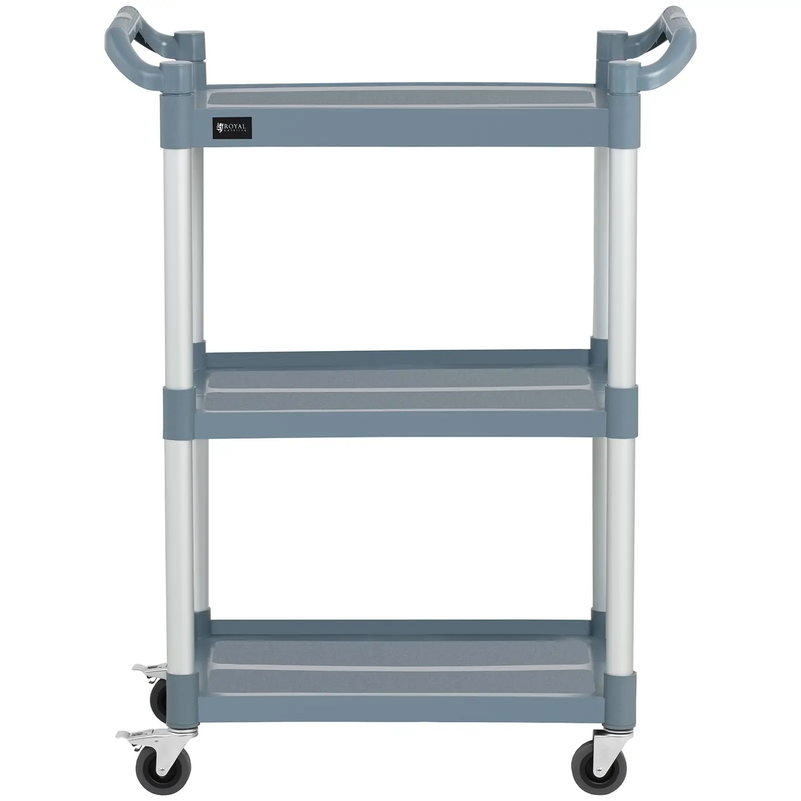 Chariot de service - 3 plateaux - 63 x 40 cm - 90 kg - Gris (Nombre de freins: 2)