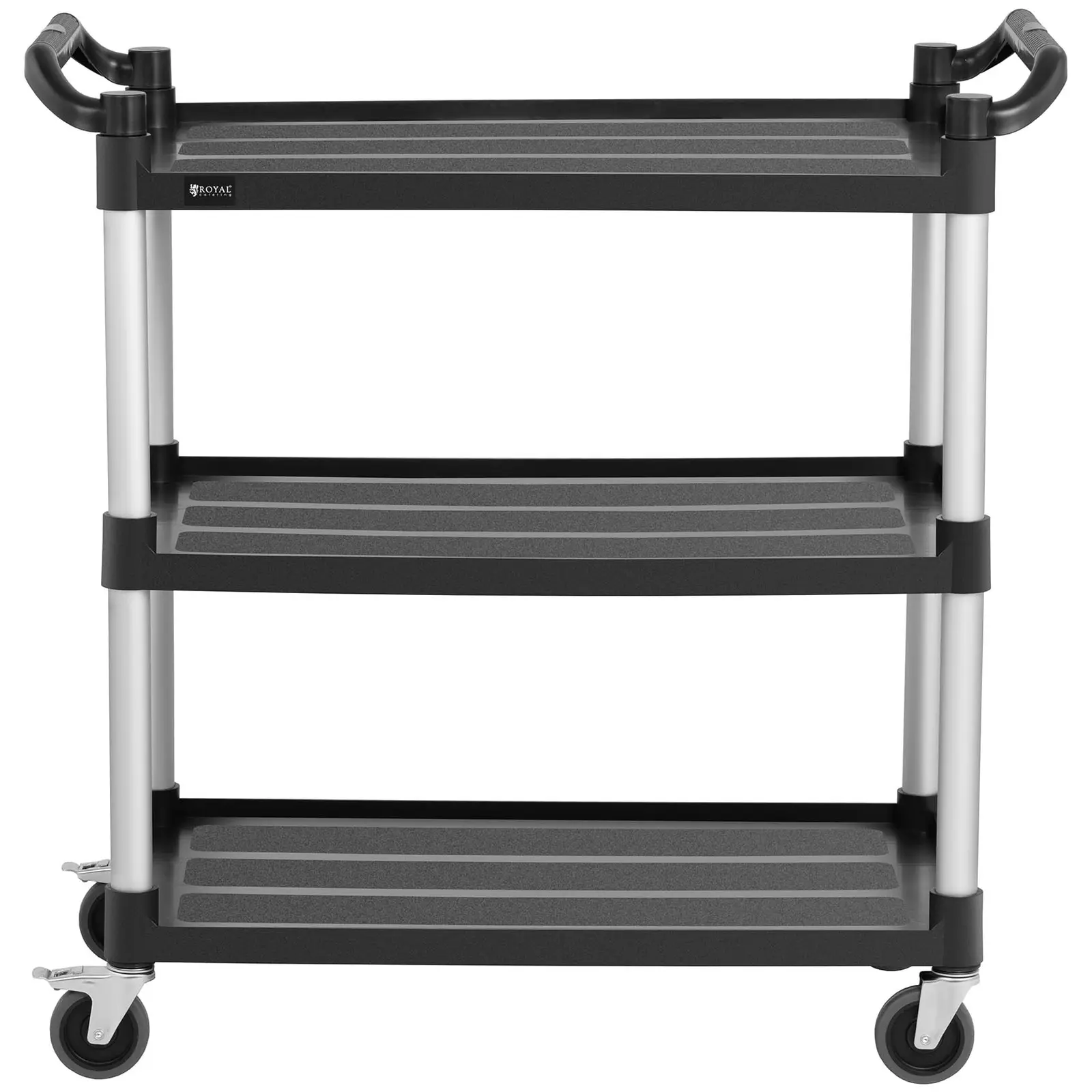 Chariot de service - 3 plateaux - 49 x 84,5 cm - 90 kg - Noir (Nombre de freins: 2)