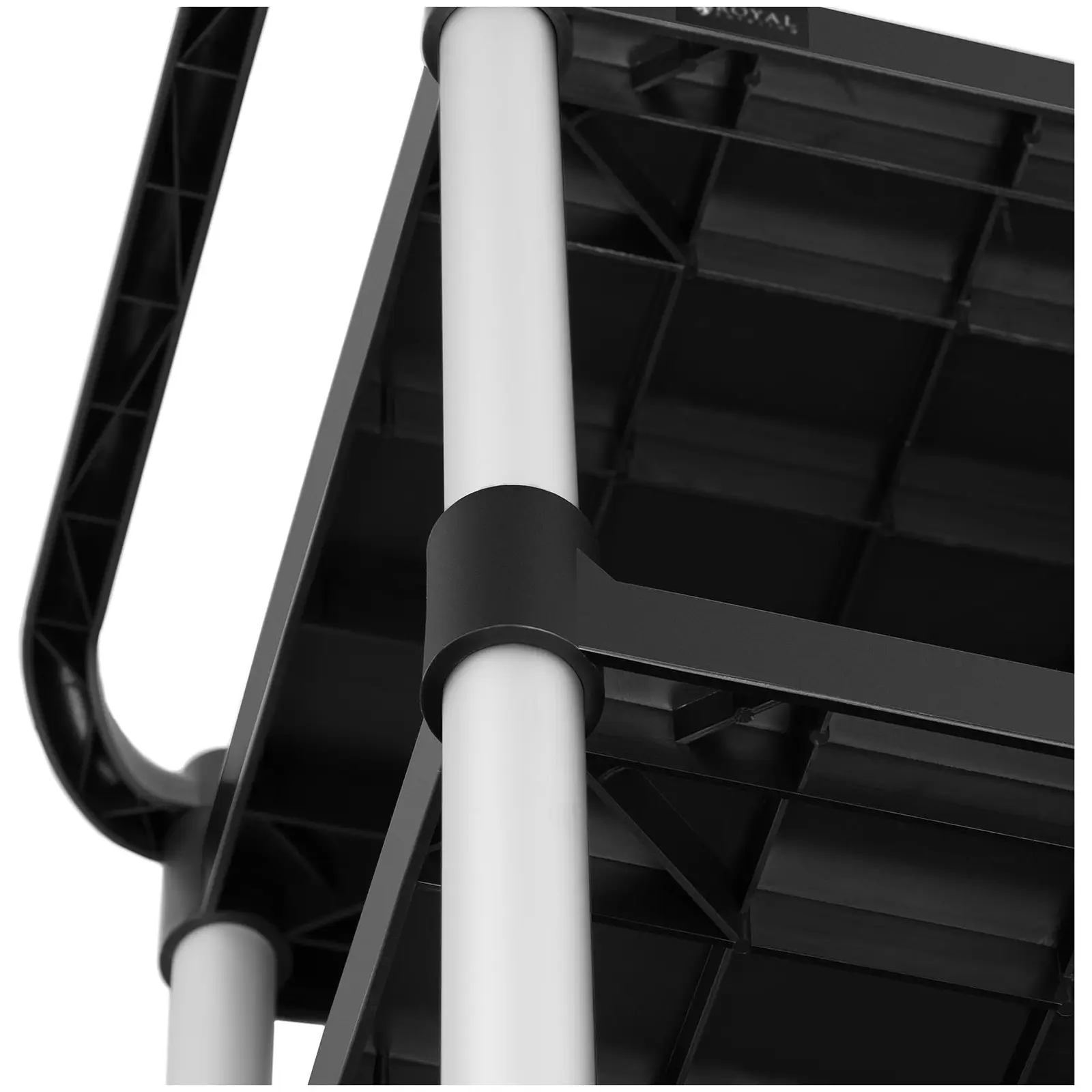 Chariot de service - 3 plateaux - 49 x 84,5 cm - 90 kg - Noir (Roulettes pivotantes: Oui)
