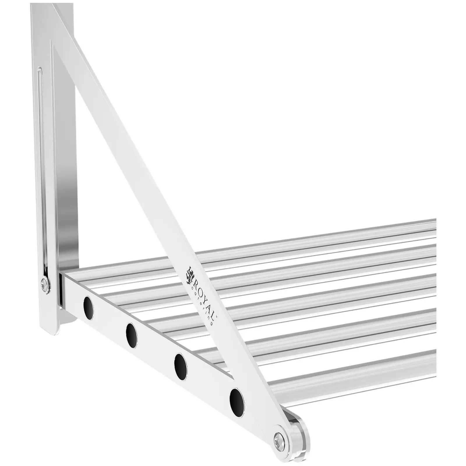 Fällbar vägghylla - Stänger - 120 x 45 cm - 40 kg - Rostfritt stål