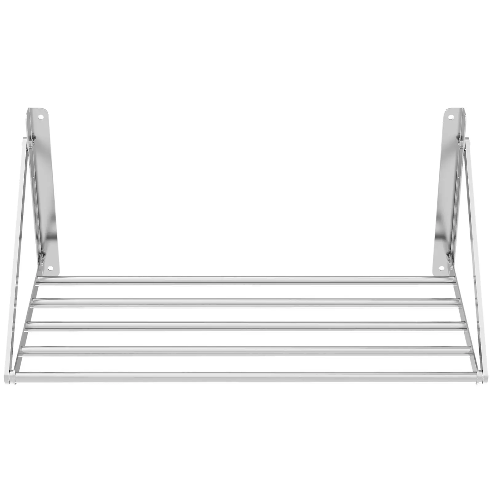 Nástěnná police - skládací - tyčový design - 80 x 45 cm - 40 kg - ušlechtilá ocel (Materiál: Ušlechtilá ocel)