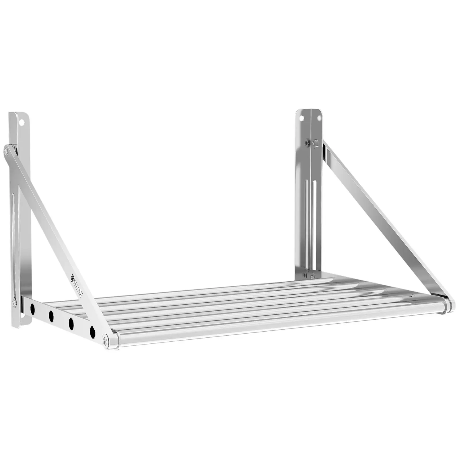 Fällbar vägghylla - Stänger - 60 x 45 cm - 40 kg - Rostfritt stål