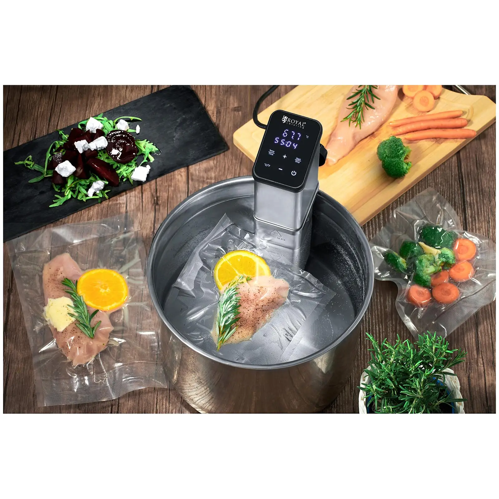 Sous-vide tyčový vařič - 1 500 W - Royal Catering - 30 l (Materiál: Ocel)