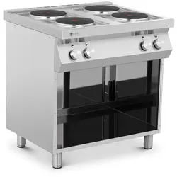 Cocina eléctrica para gastronomía - 10.400 W - 4 placas - mueble bajo
