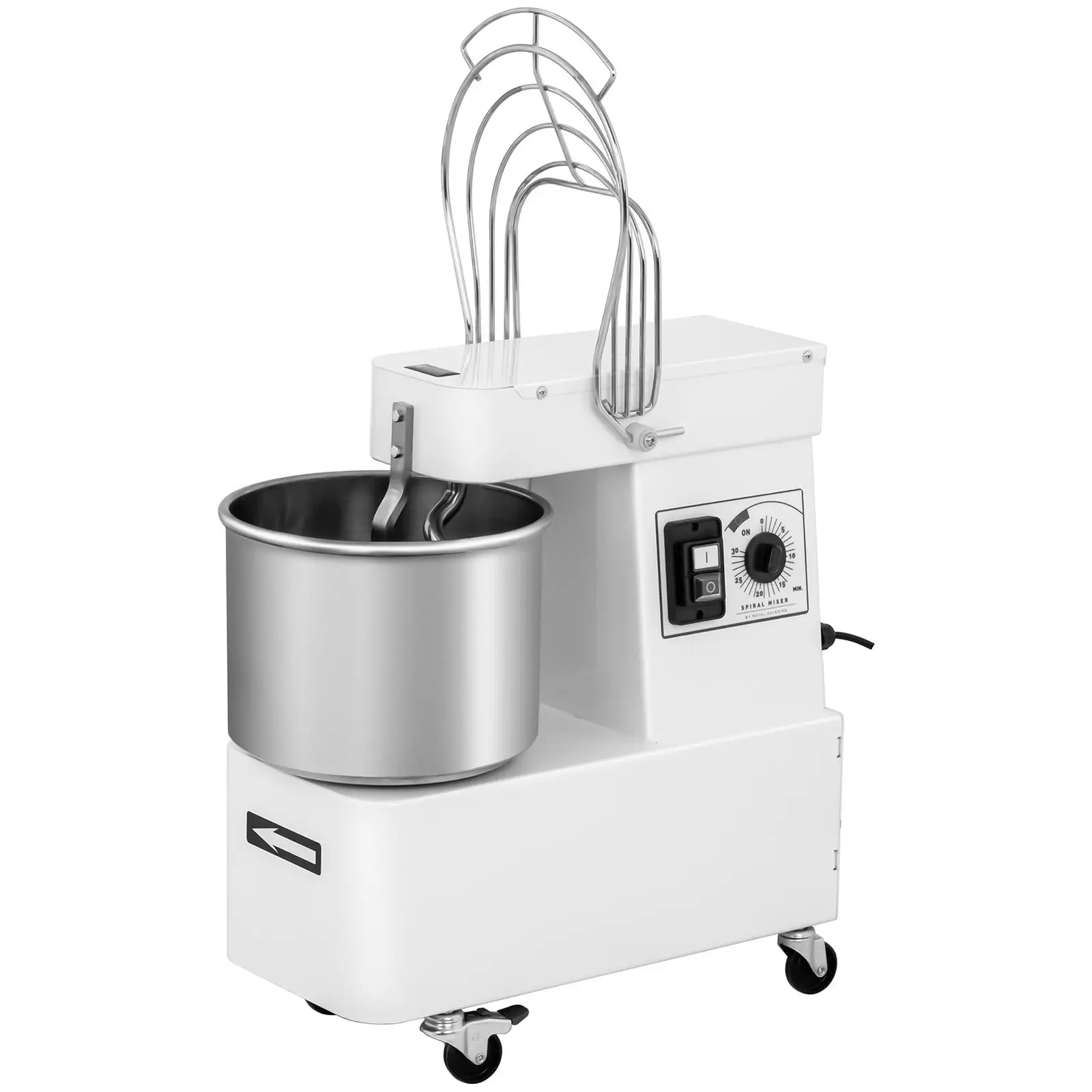 Pétrin professionnel - 10 l - 35 kg/h - 370 W - Tête fixe et cuve non amovible (Couvercle(s) de protection: Oui)