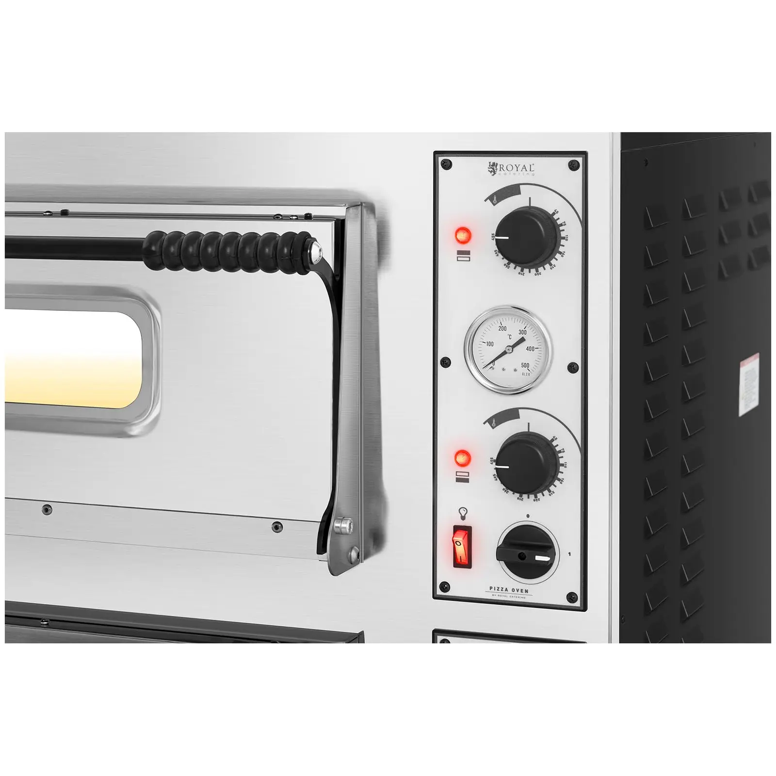 Elektrická pec na pizzu - 6+6 x 32 cm - 2 komory - 14 400 W - 230 V - manuální - Royal Catering (Materiál: Ušlechtilá ocel)