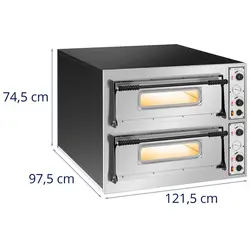 Forno elettrico per pizza professionale - 2 camere - 12 x Ø 32 cm