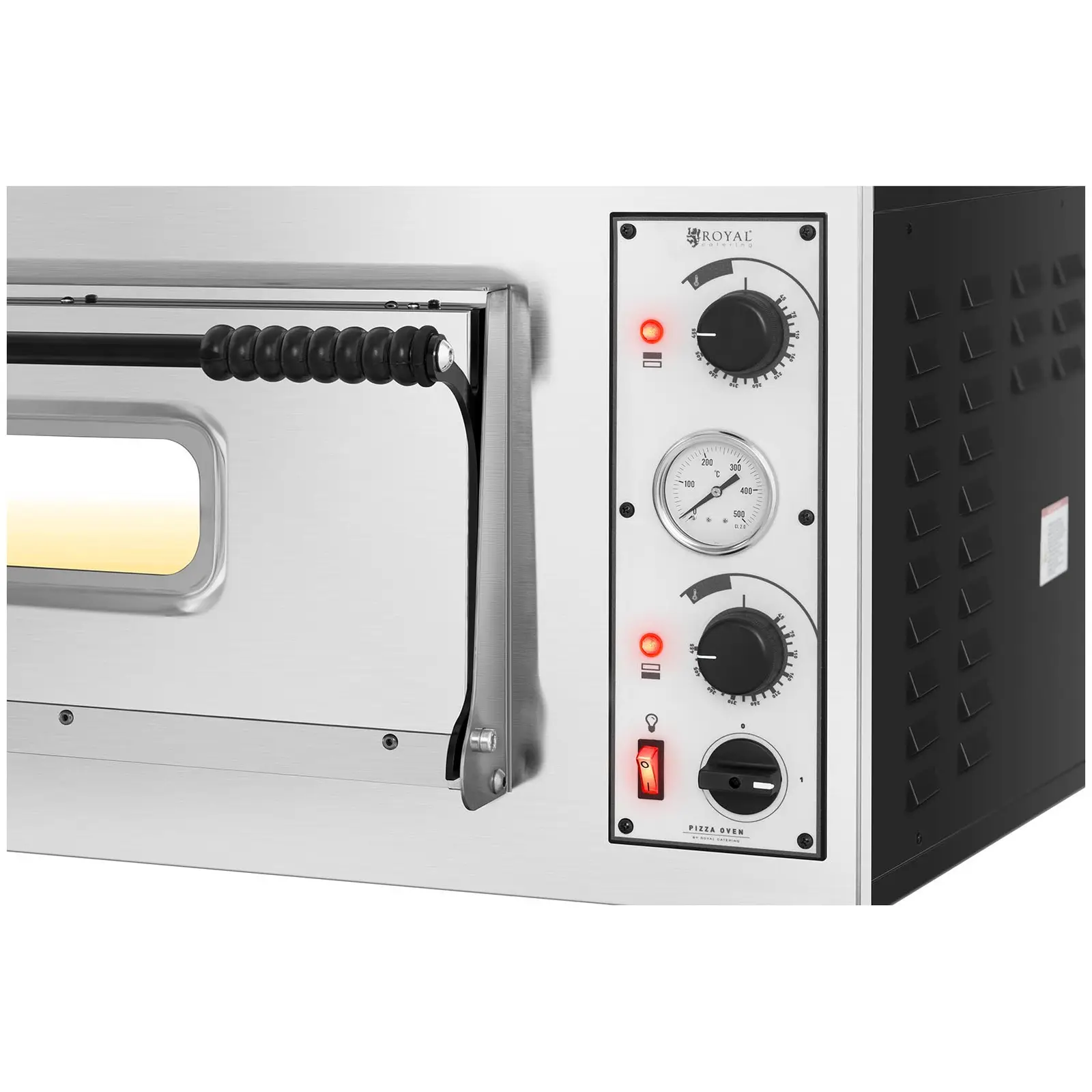 Elektrická pec na pizzu - 6 x 32 cm - 1 komora - 7200 W - 400 V - manuální - Royal Catering (Osvětlení: Ano)