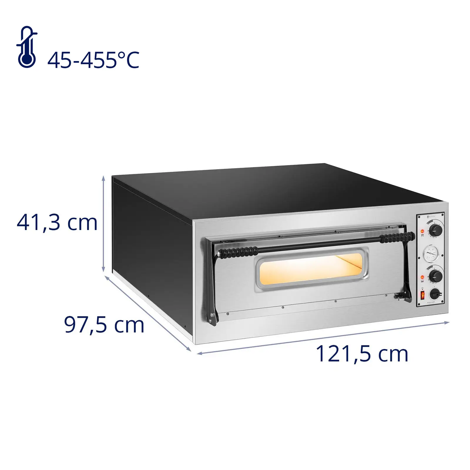 Elektrická pec na pizzu - 6 x 32 cm - 1 komora - 7200 W - 400 V - manuální - Royal Catering (Napětí [V]: 400)