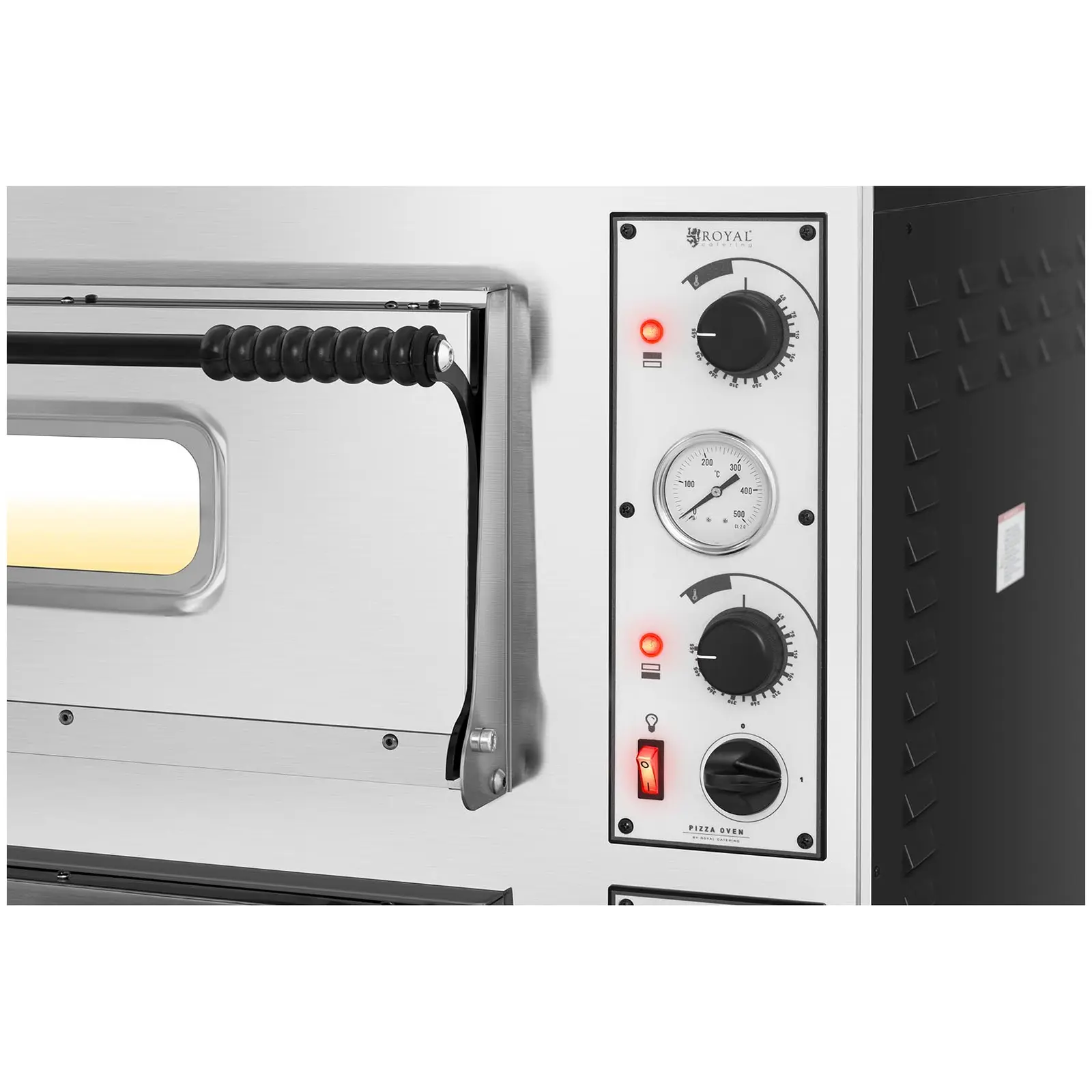 B-Ware Elektro-Pizzaofen - 1+1 x 32 cm - 2 Kammern - 9400 W - 400 V - manuell - Royal Catering