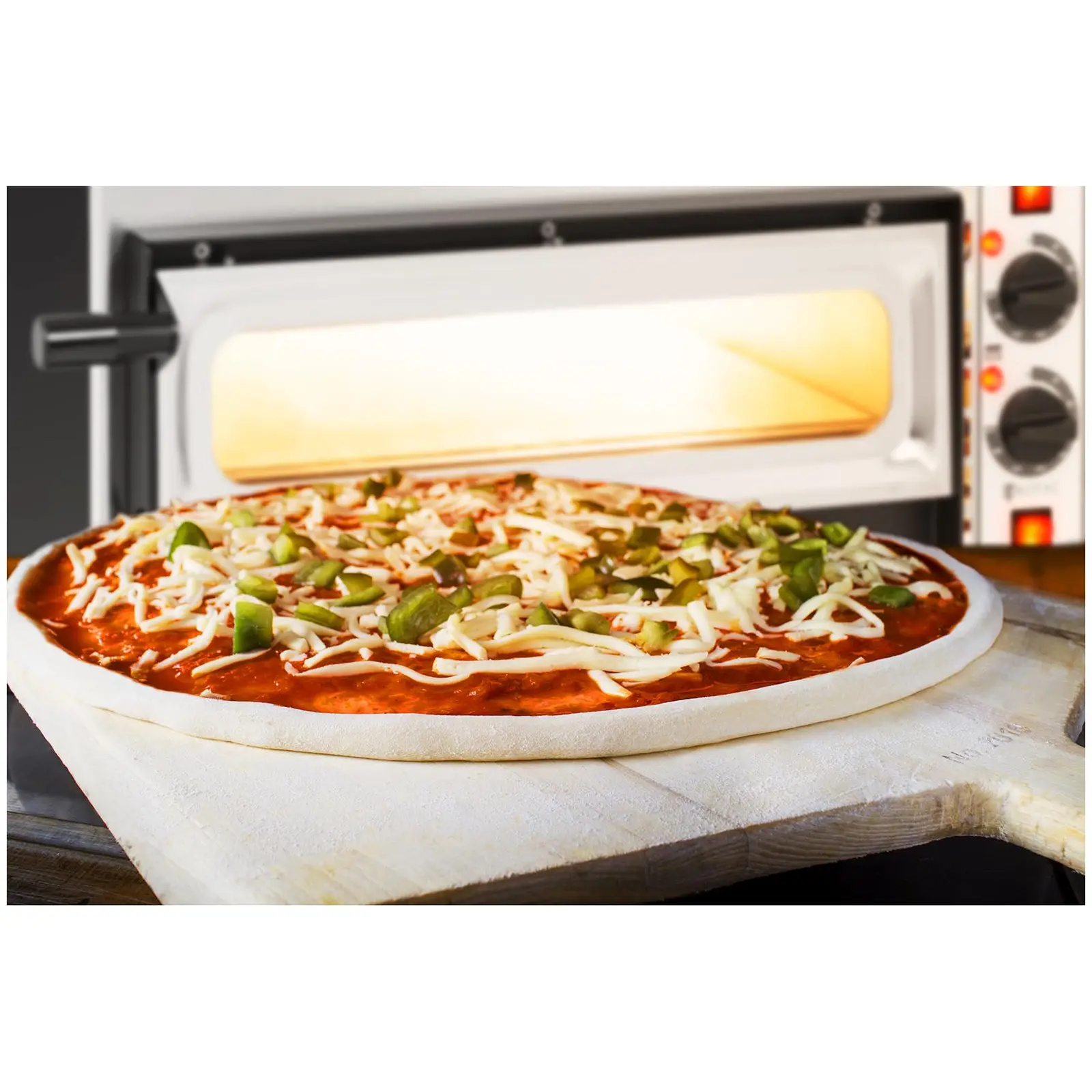 Horno para pizza - 2 compartimentos - 2 x Ø 32 cm - puerta de vidrio