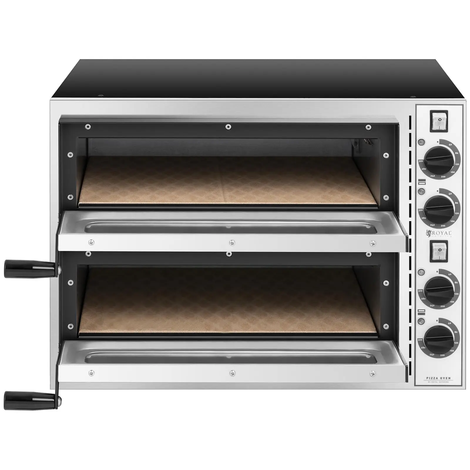 Horno para pizza - 2 compartimentos - 2 x Ø 32 cm - puerta de vidrio