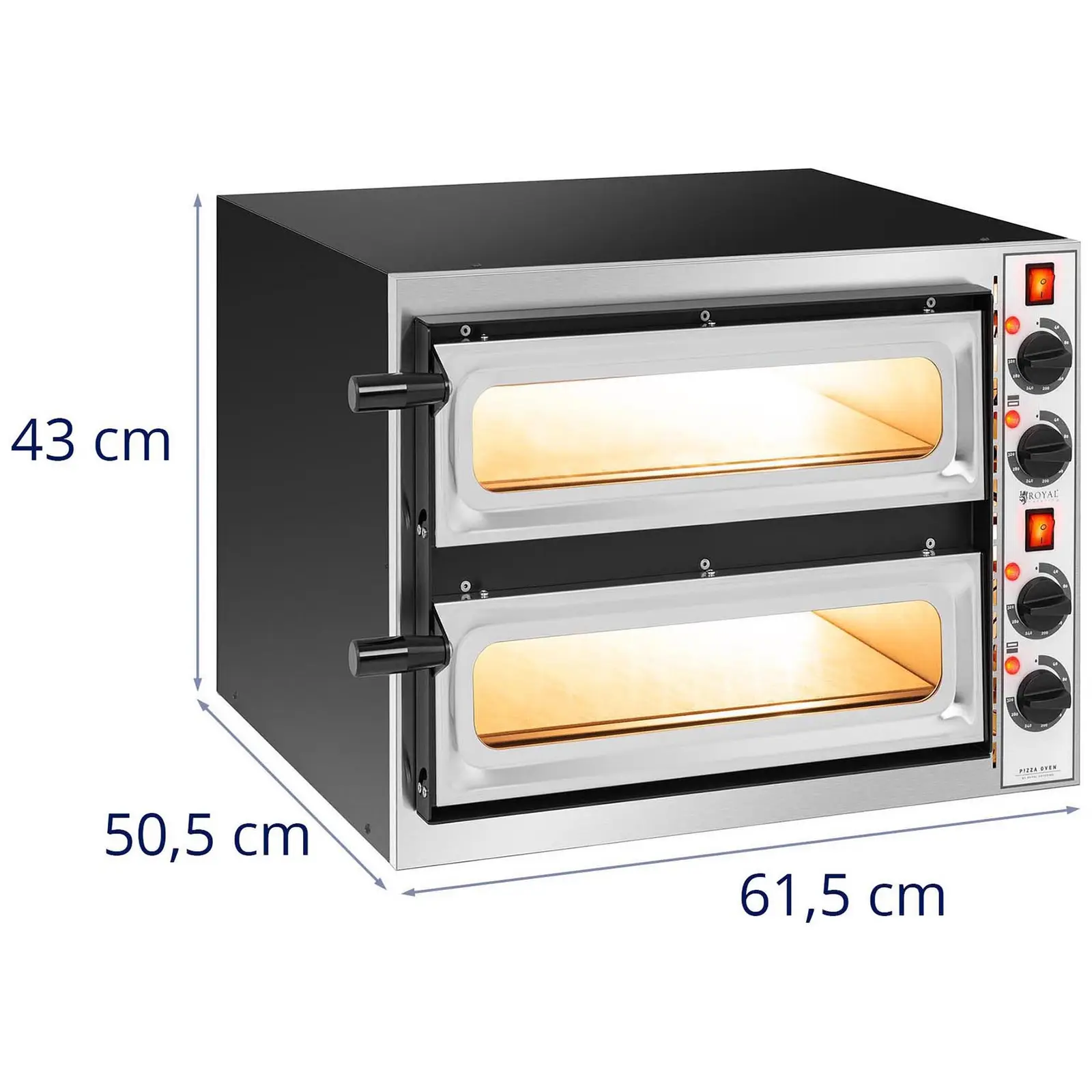 Horno para pizza - 2 compartimentos - 2 x Ø 32 cm - puerta de vidrio