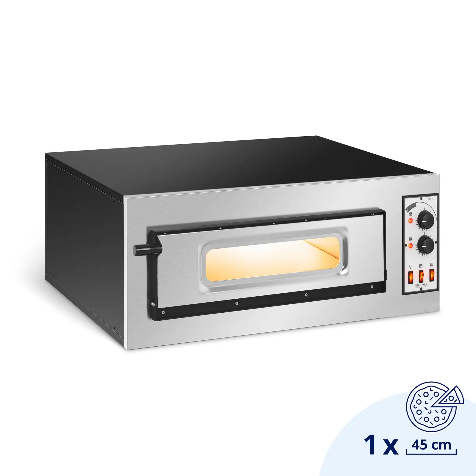 Elektro-Pizzaofen - 1 x 45 cm - 1 Kammer - 5000 W - 230 V - manuell - Royal Catering