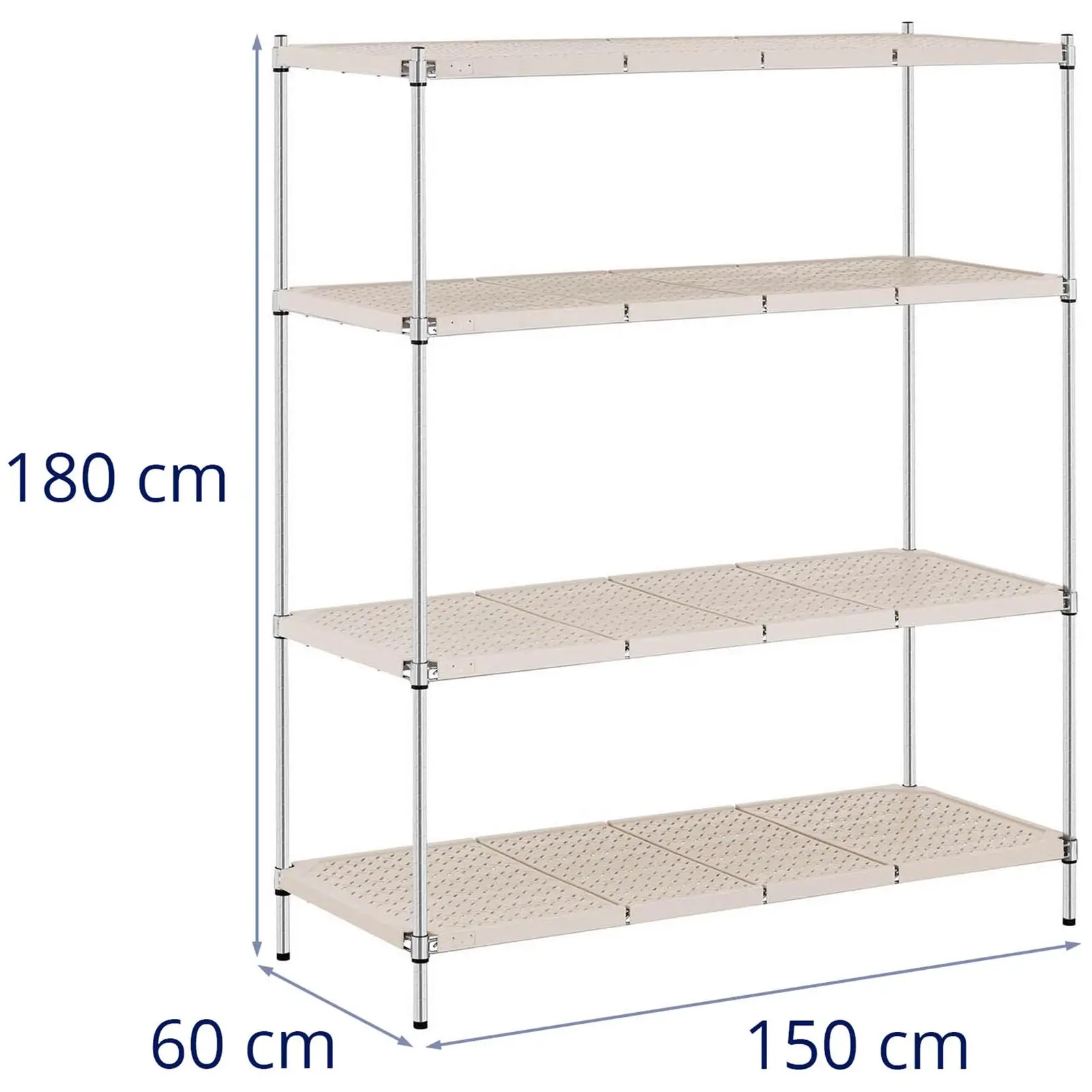 Kovový regál - 150 x 60 x 180 cm - 600 kg - šedý (Materiál: Uhlíková ocel)