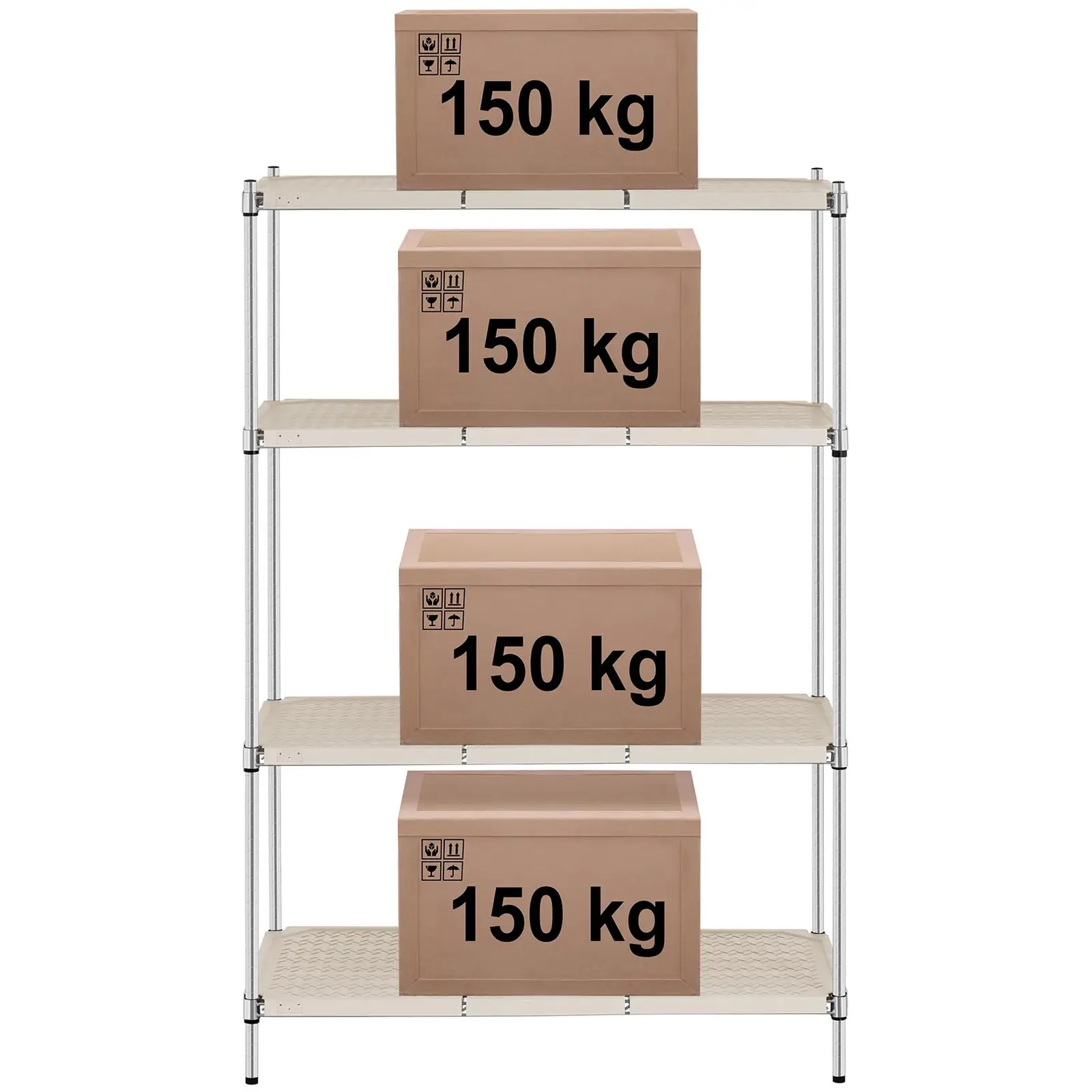 Förvaringshylla i metall - 120 x 60 x 180 - 600 kg - Grå