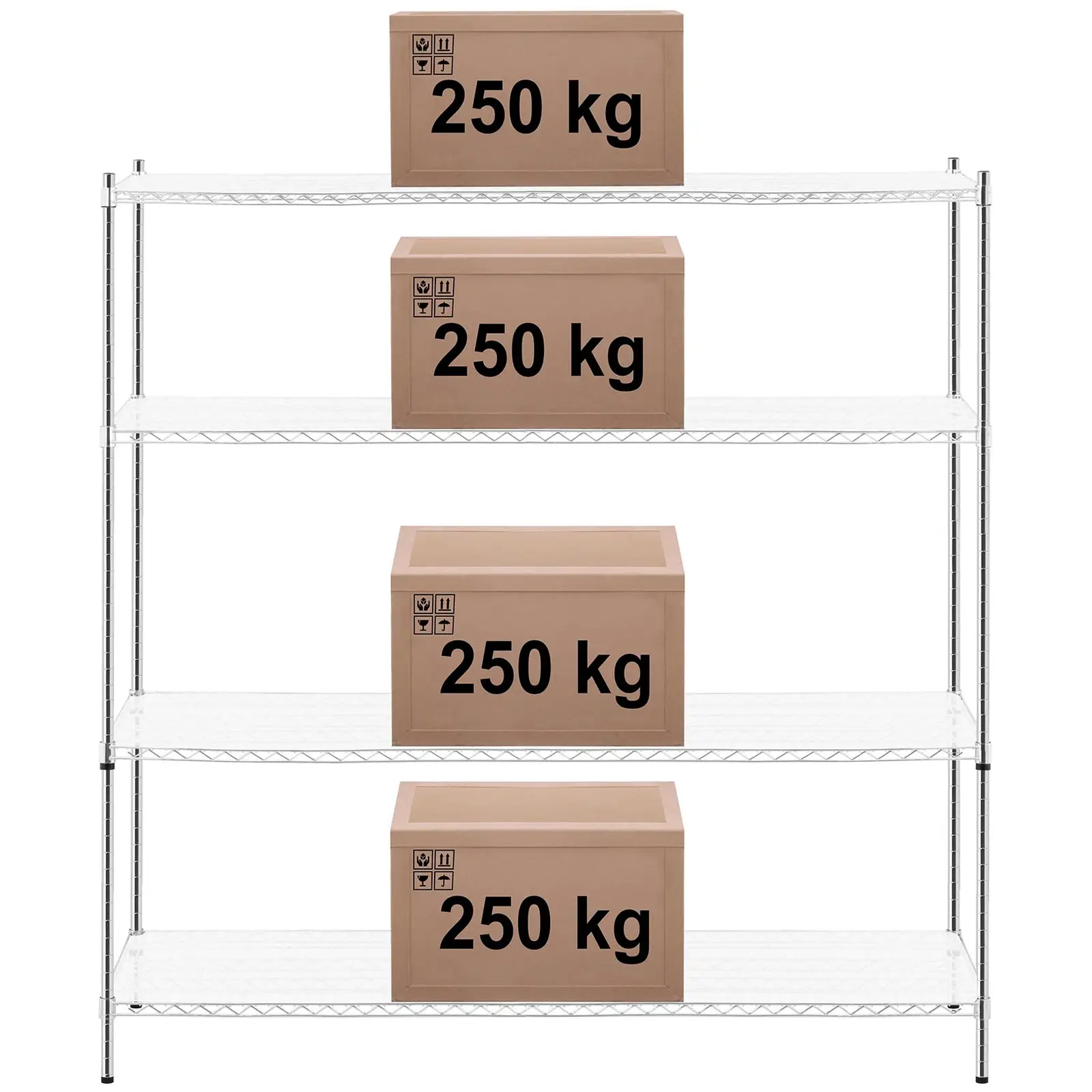 Förvaringshylla i metall - 180 x 60 x 180 - 1000 kg - Inkl. plastmattor