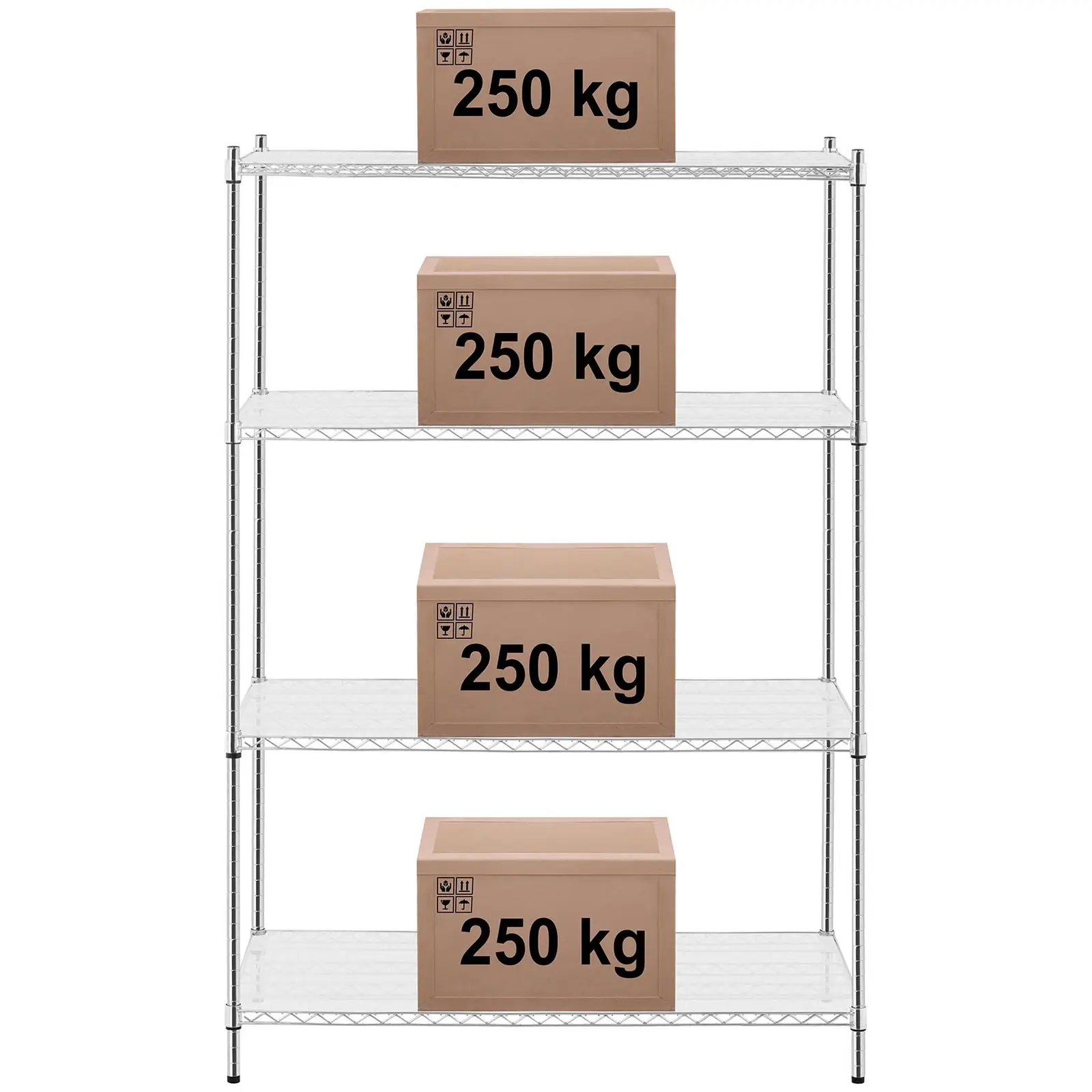 Étagère métallique - 120 x 60 x 180 cm - 1 000 kg - Tapis en plastique compris (Nombre d'inserts: 4 Pc)
