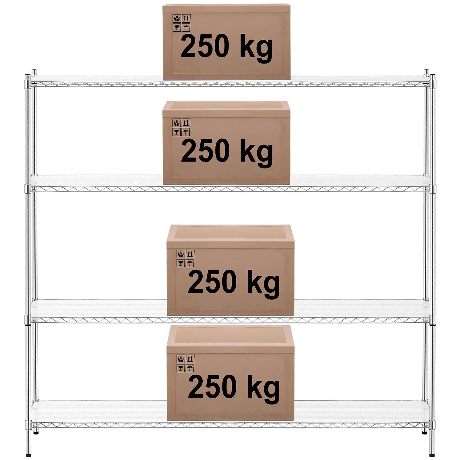 Förvaringshylla i metall - 180 x 45 x 180 cm - 1000 kg - Med mattor