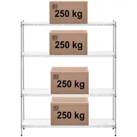 Förvaringshylla i metall - 150 x 45 x 180 cm - 1000 kg - Med mattor