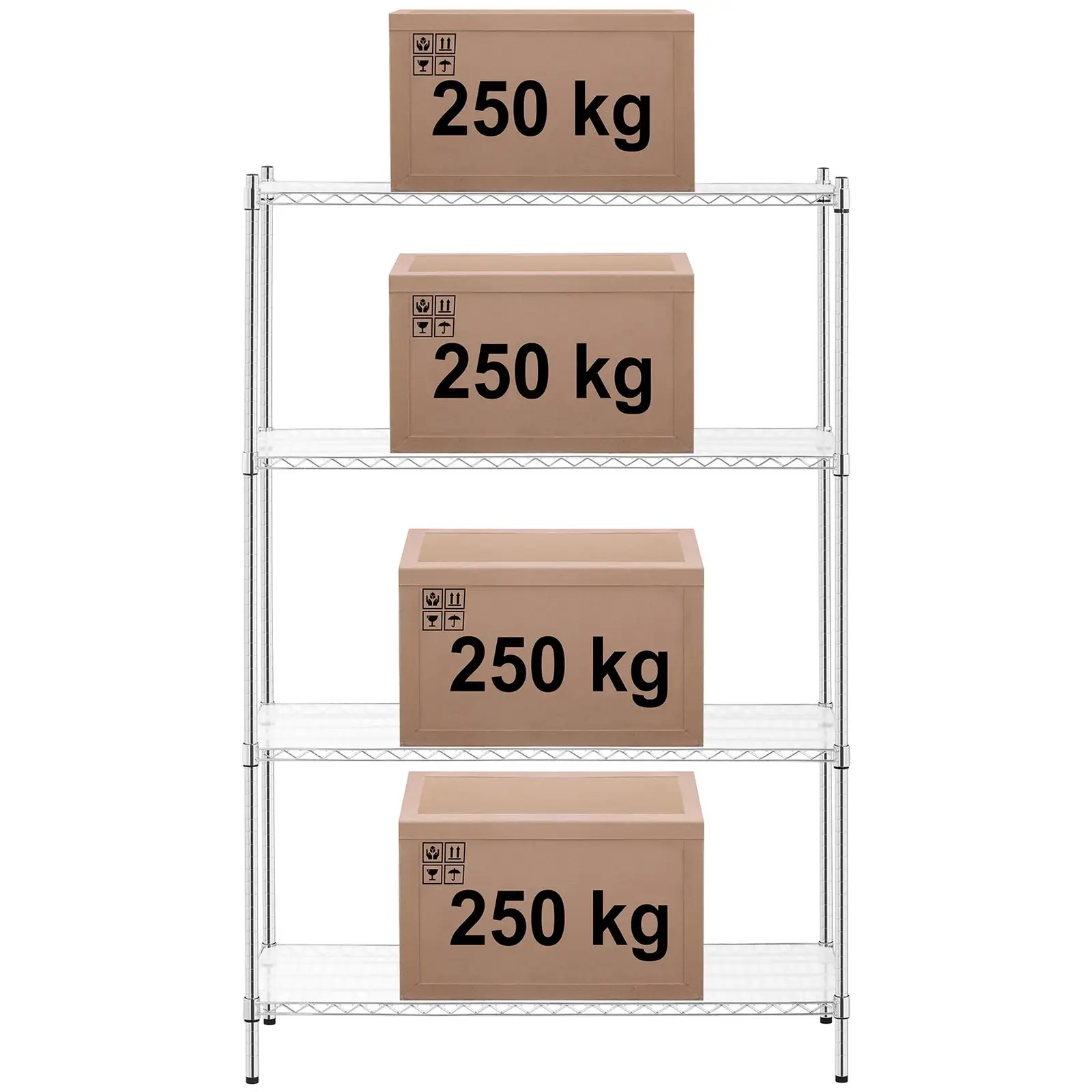 Förvaringshylla i metall - 120 x 45 x 180 cm - 1000 kg - Med mattor