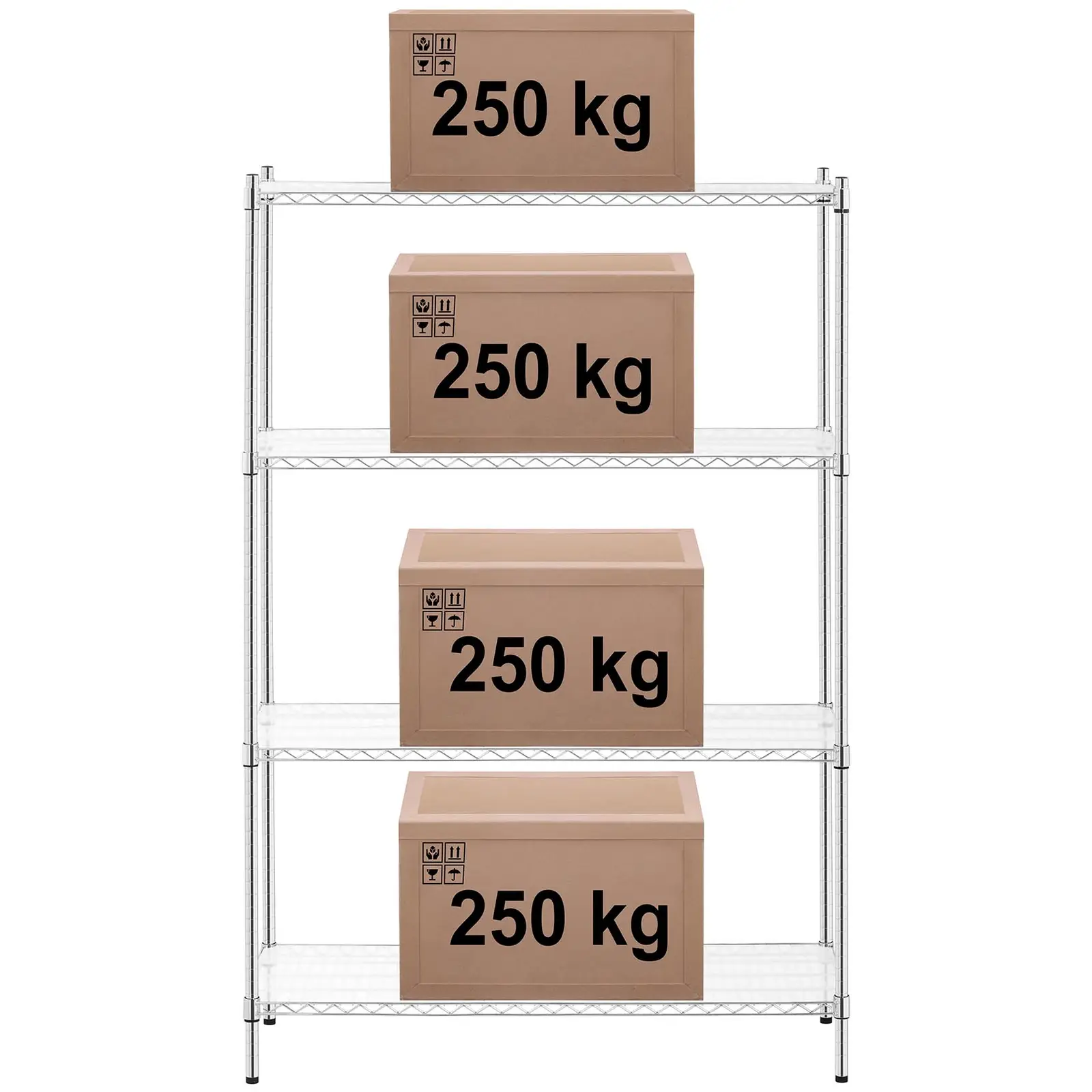 Kovový regál - 120 x 45 x 180 cm - 1 000 kg - s rohožemi (Počet vložek: 4 Pc)