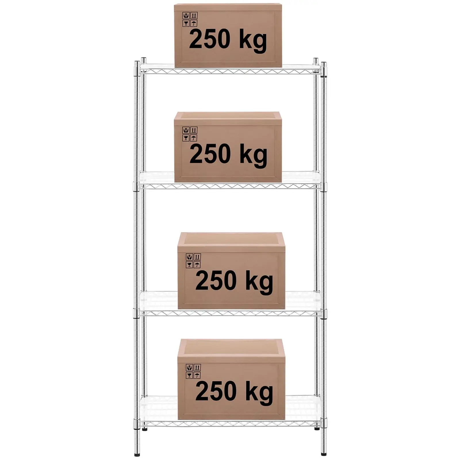 Метален стелаж - 90 x 45 x 180 - 1 000 кг - с пластмасови подложки